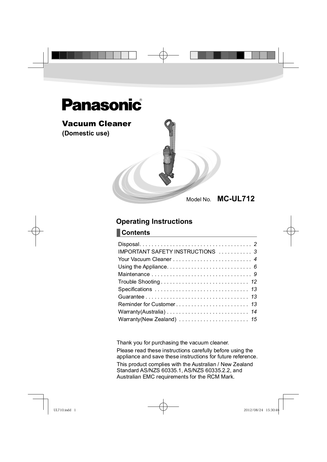 Panasonic MC-UL712 User Manual