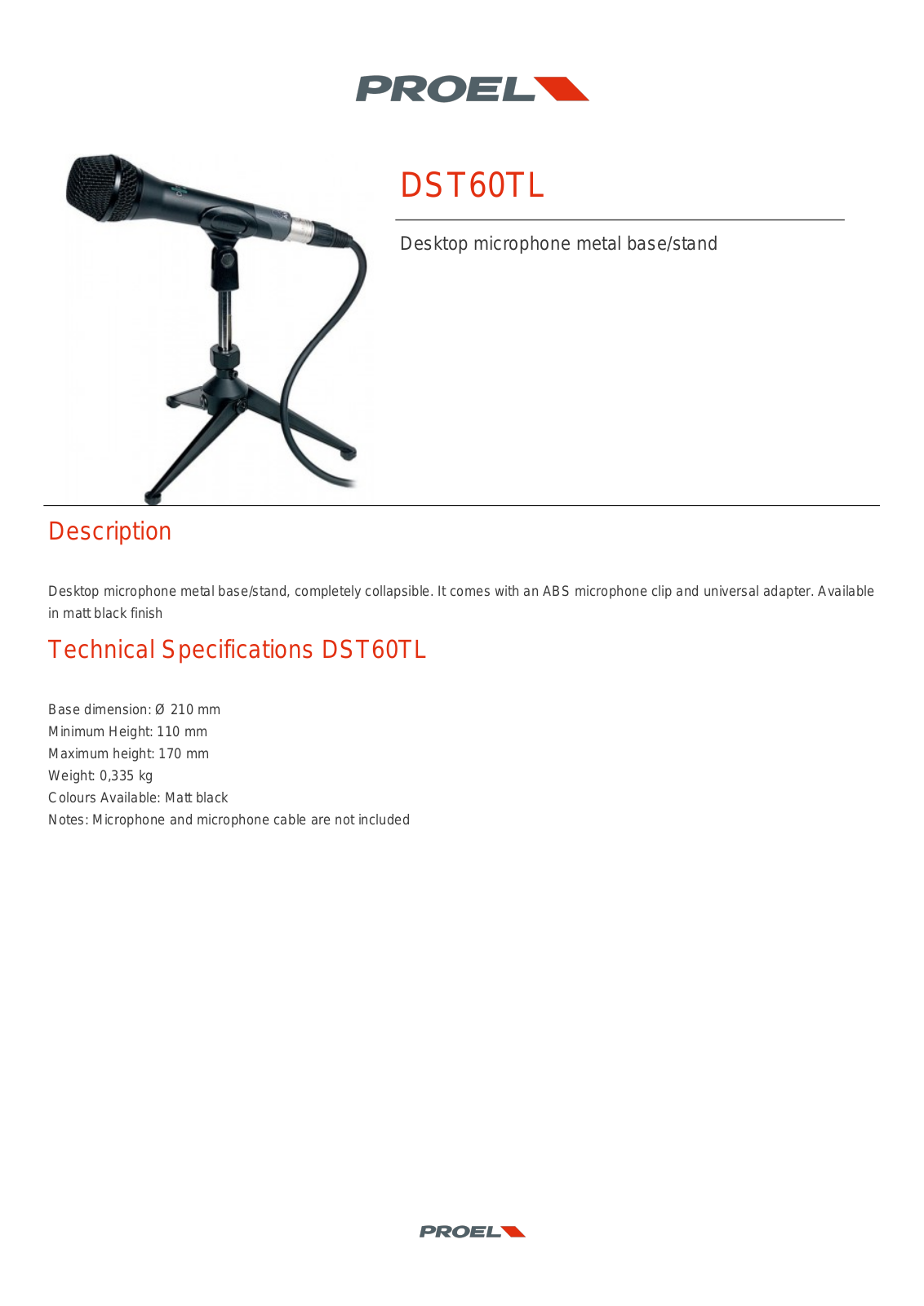 PROEL DST60TL TECHNICAL SPECIFICATIONS - ManualMachine.com