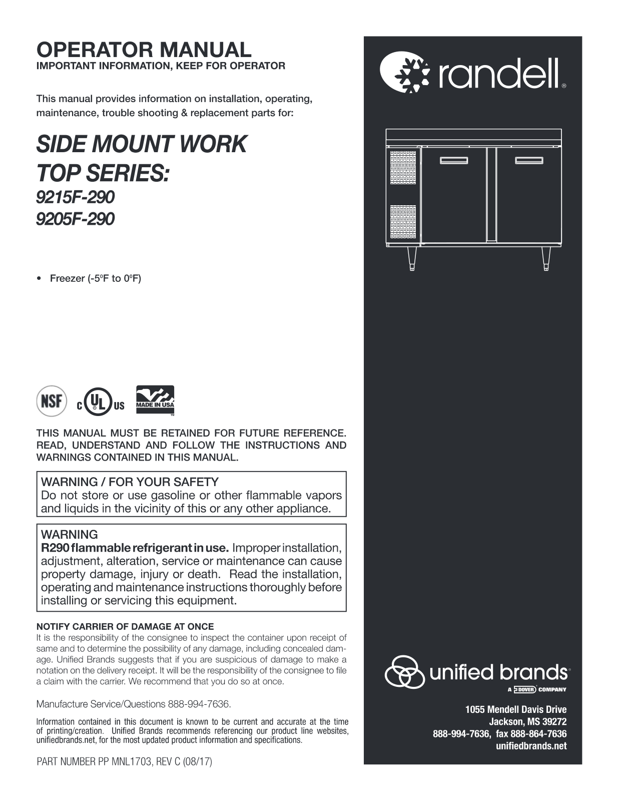 Randell 9215F-290 Service Manual