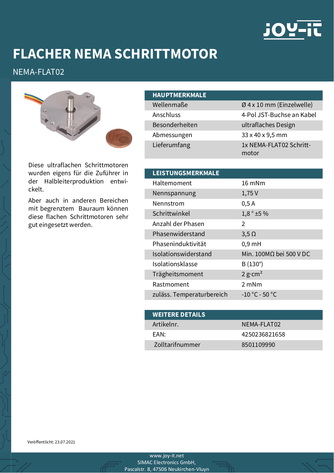 JOY-IT NEMA-FLAT02 Datasheet - ManualMachine.com
