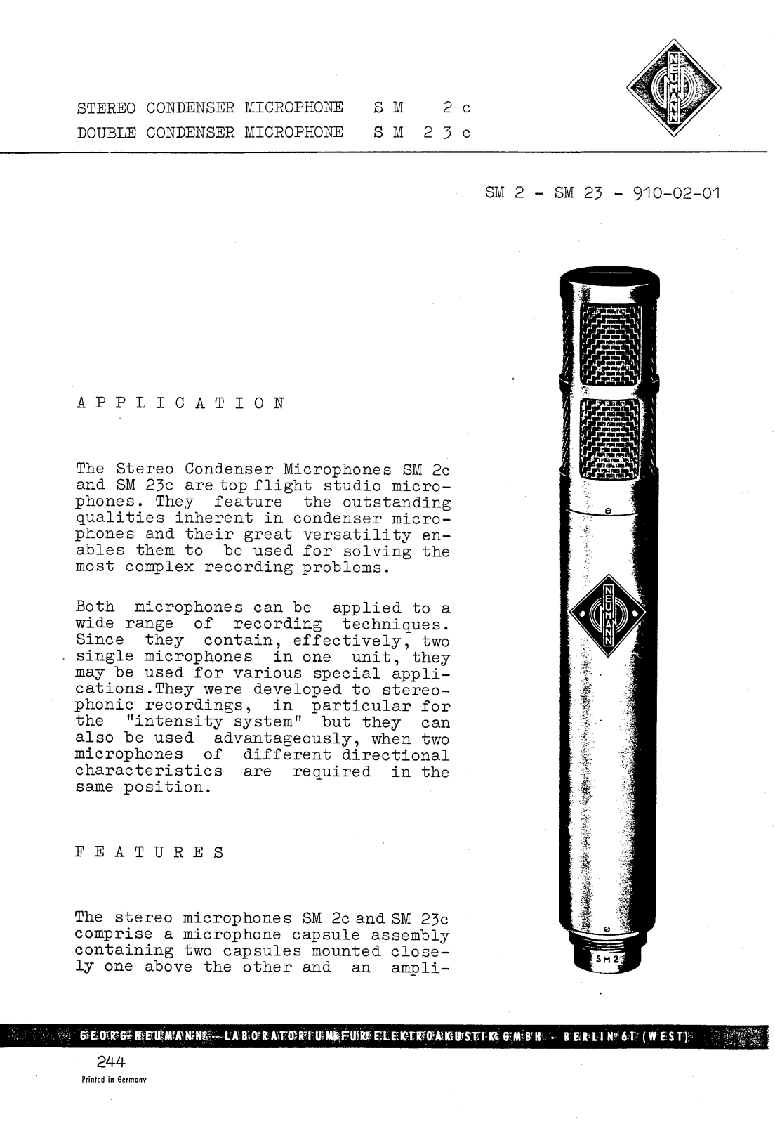 Neumann SM 2c, Sm 23c User Manual