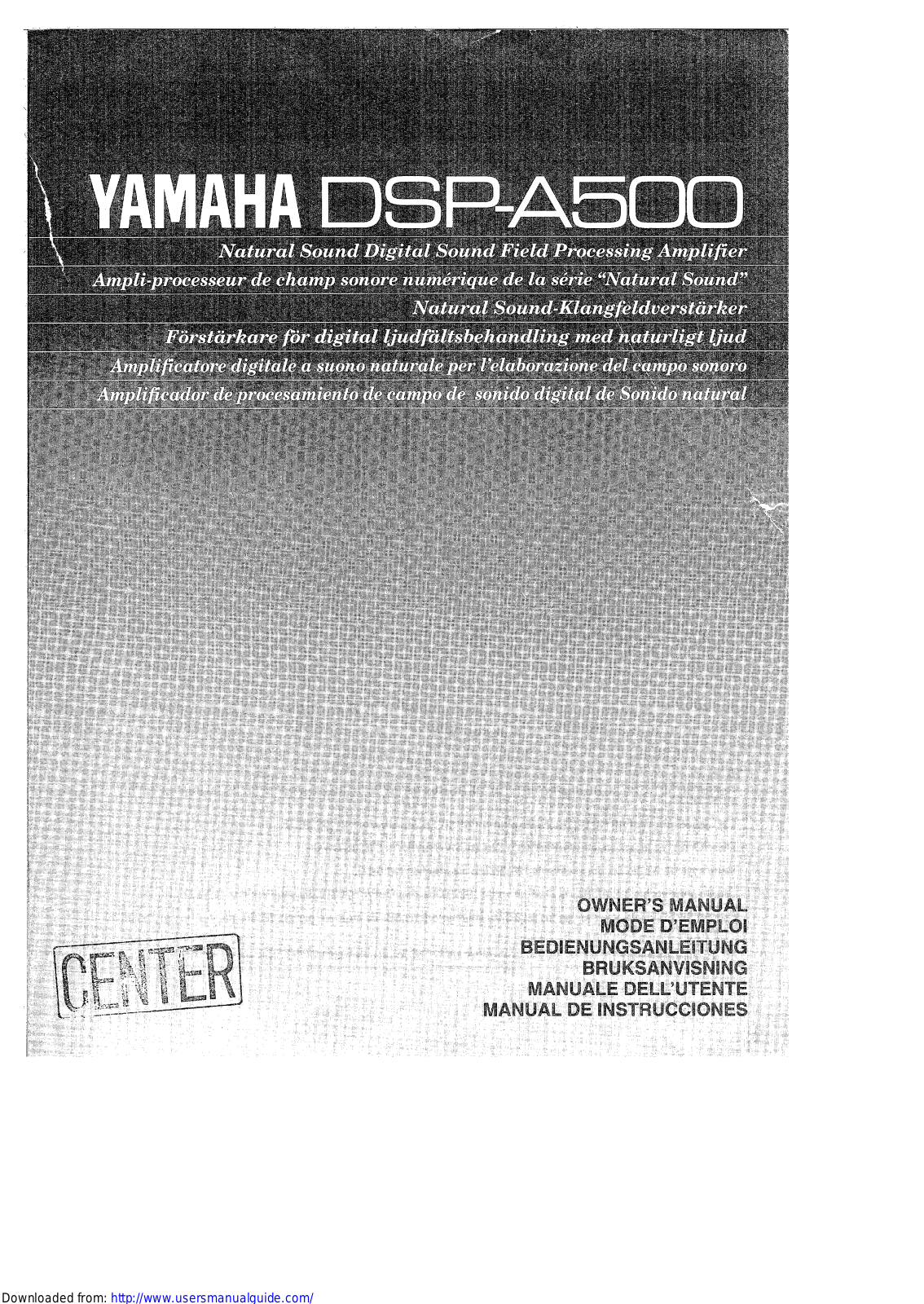Yamaha Audio DSP-A500 User Manual