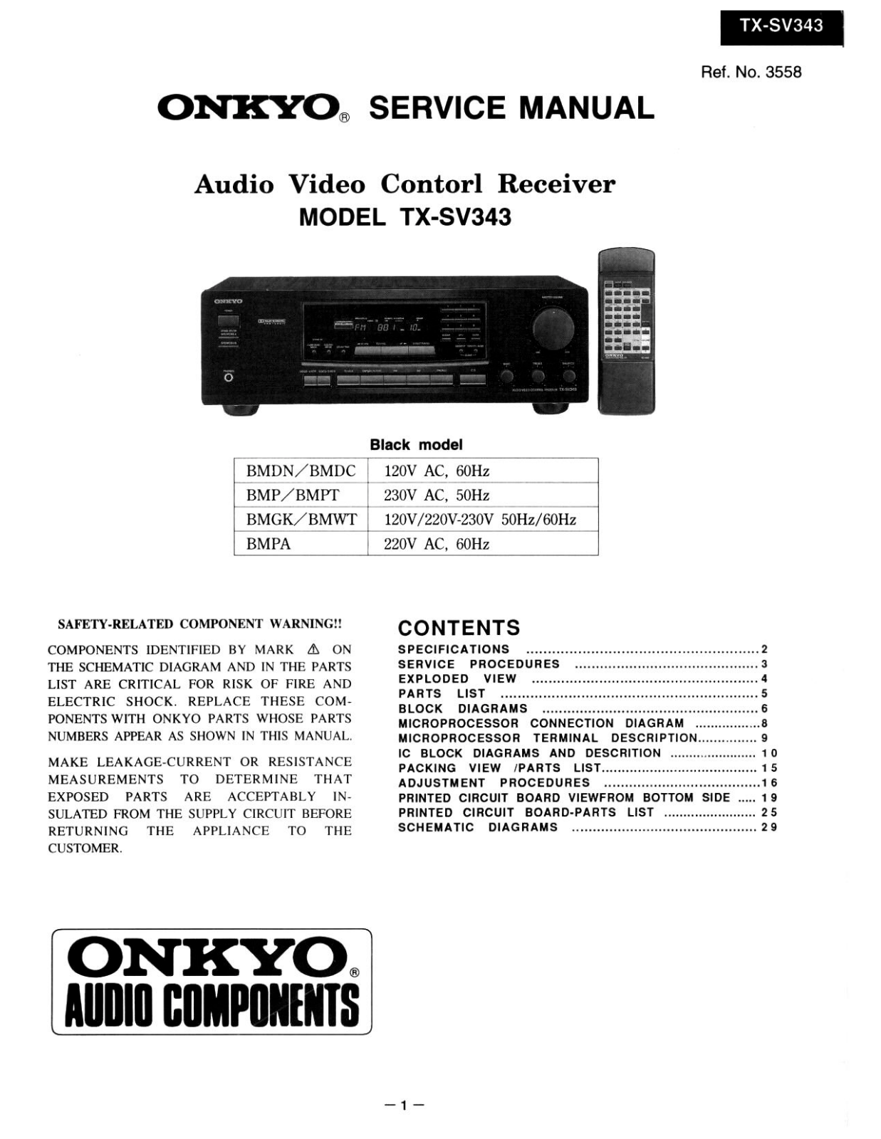 Onkyo TXSV-343 Service manual