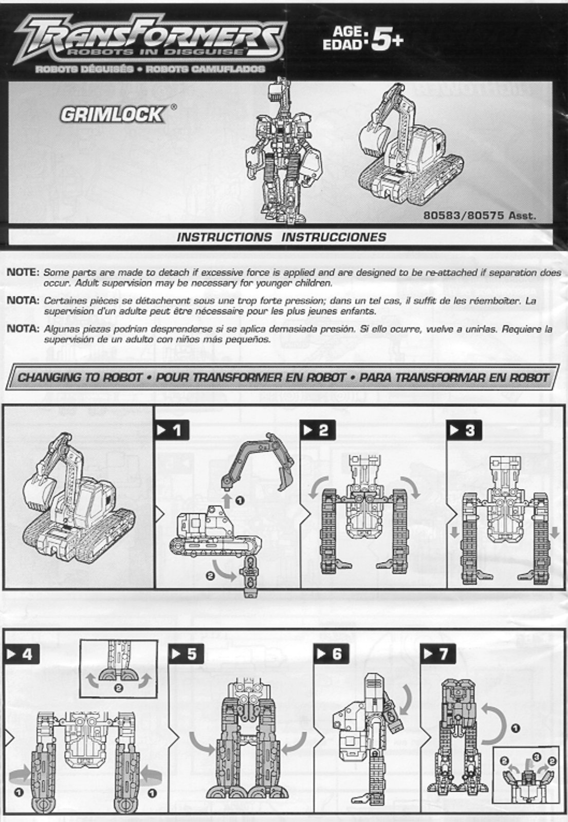 HASBRO Transformers Robots in Disguise Grimlock User Manual