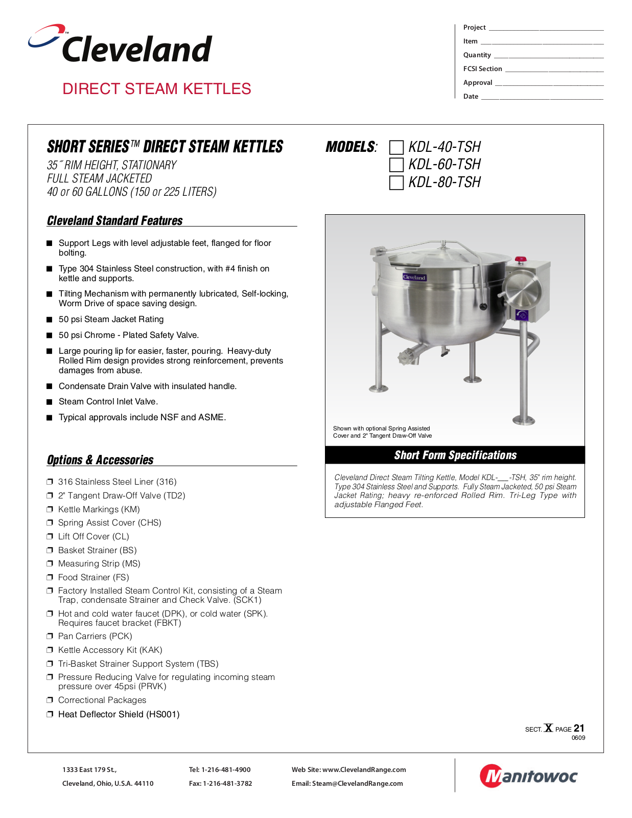 Cleveland KDL-40-TSH User Manual