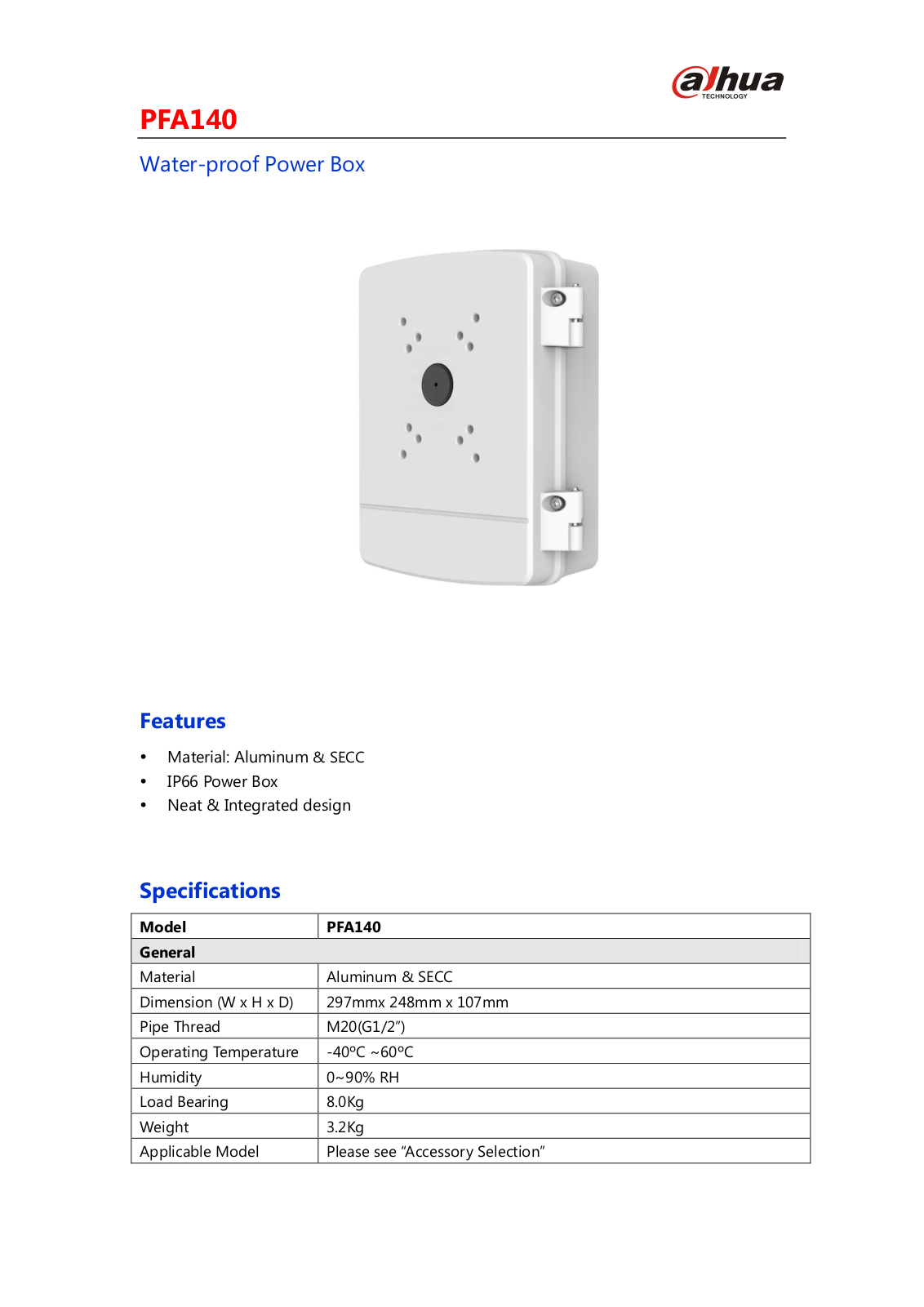 Dahua PFA140 User Manual