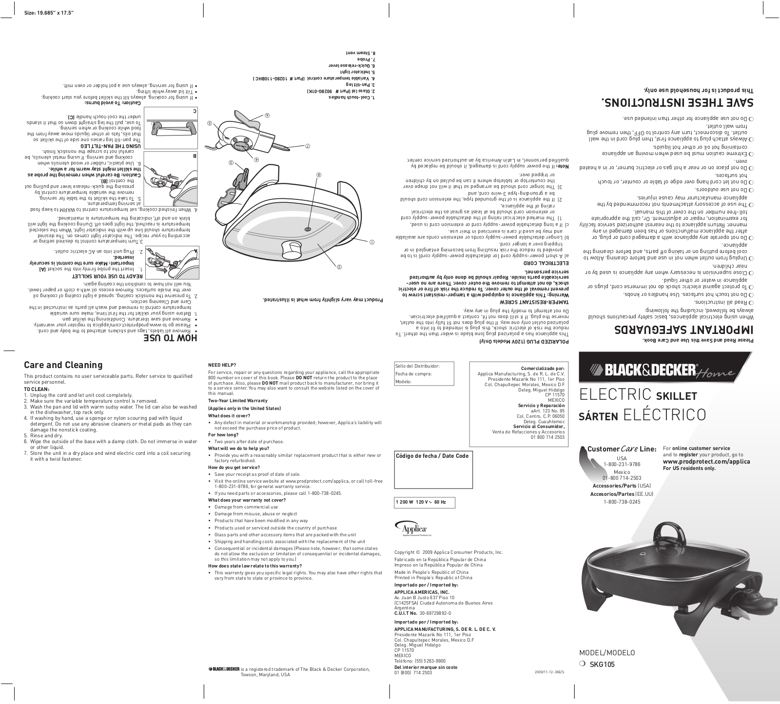 Black & Decker SKG105 User Manual