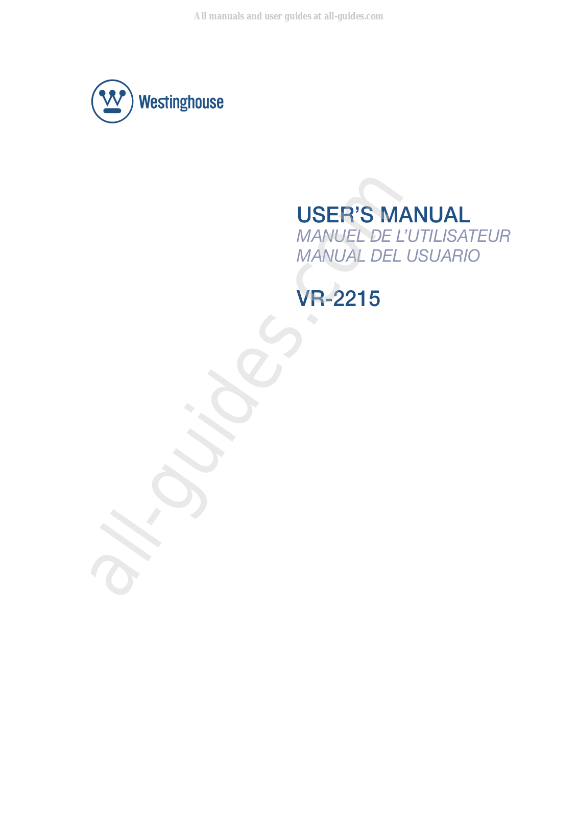 Westinghouse VR-2215 User Manual - ManualMachine.com