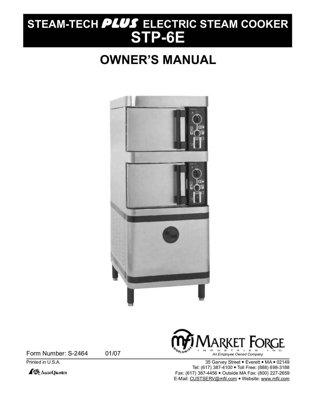 Market Forge STP-6E Operators Manual