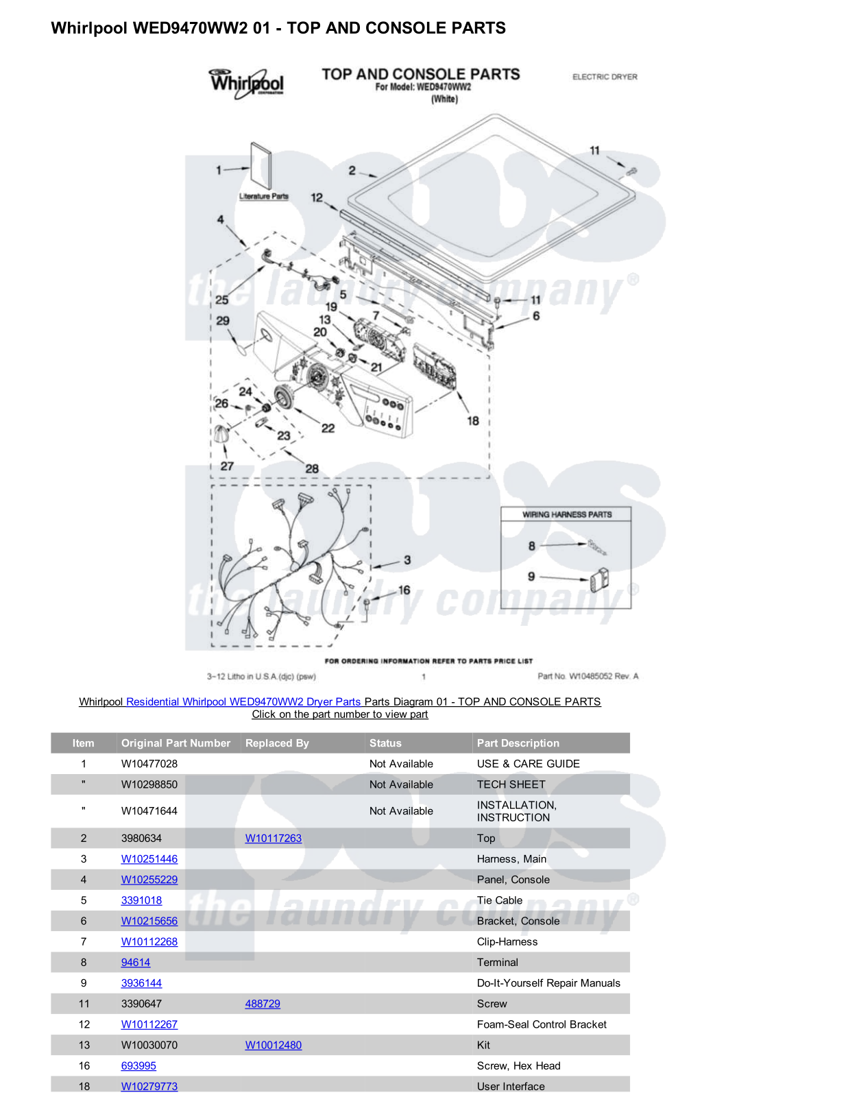 Whirlpool WED9470WW2 Parts Diagram