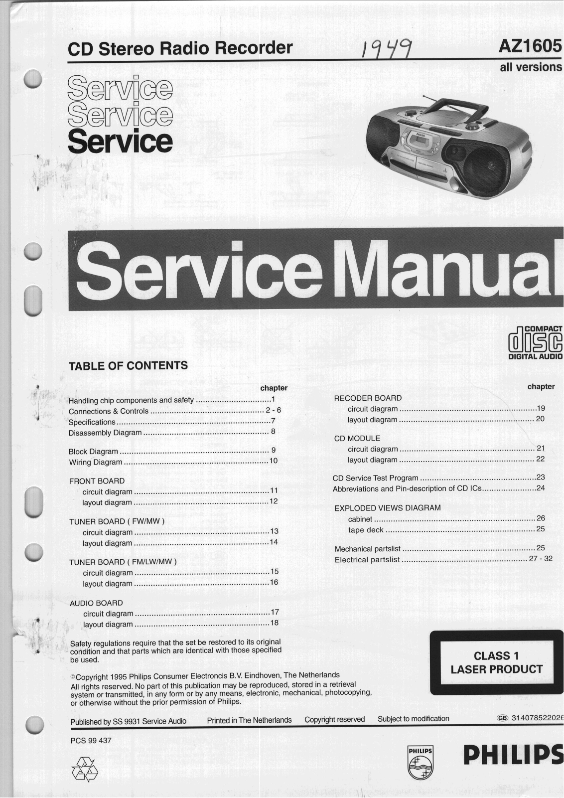 Philips AZ-1605 Service Manual