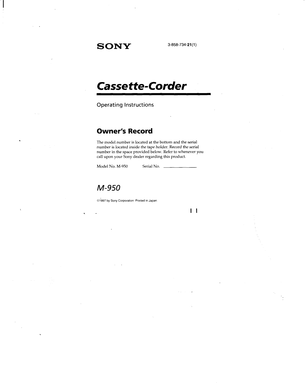 Sony M-950 User Manual