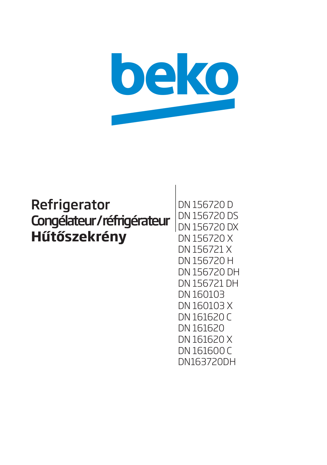 Beko DN 156720 D, DN 156720 DS, DN 156720 DX, DN 156720 X, DN 156721 X User manual