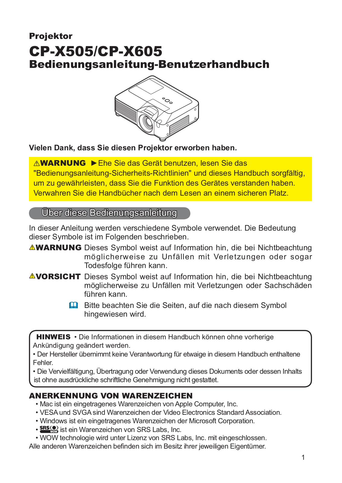 Hitachi CP-X505W User Manual