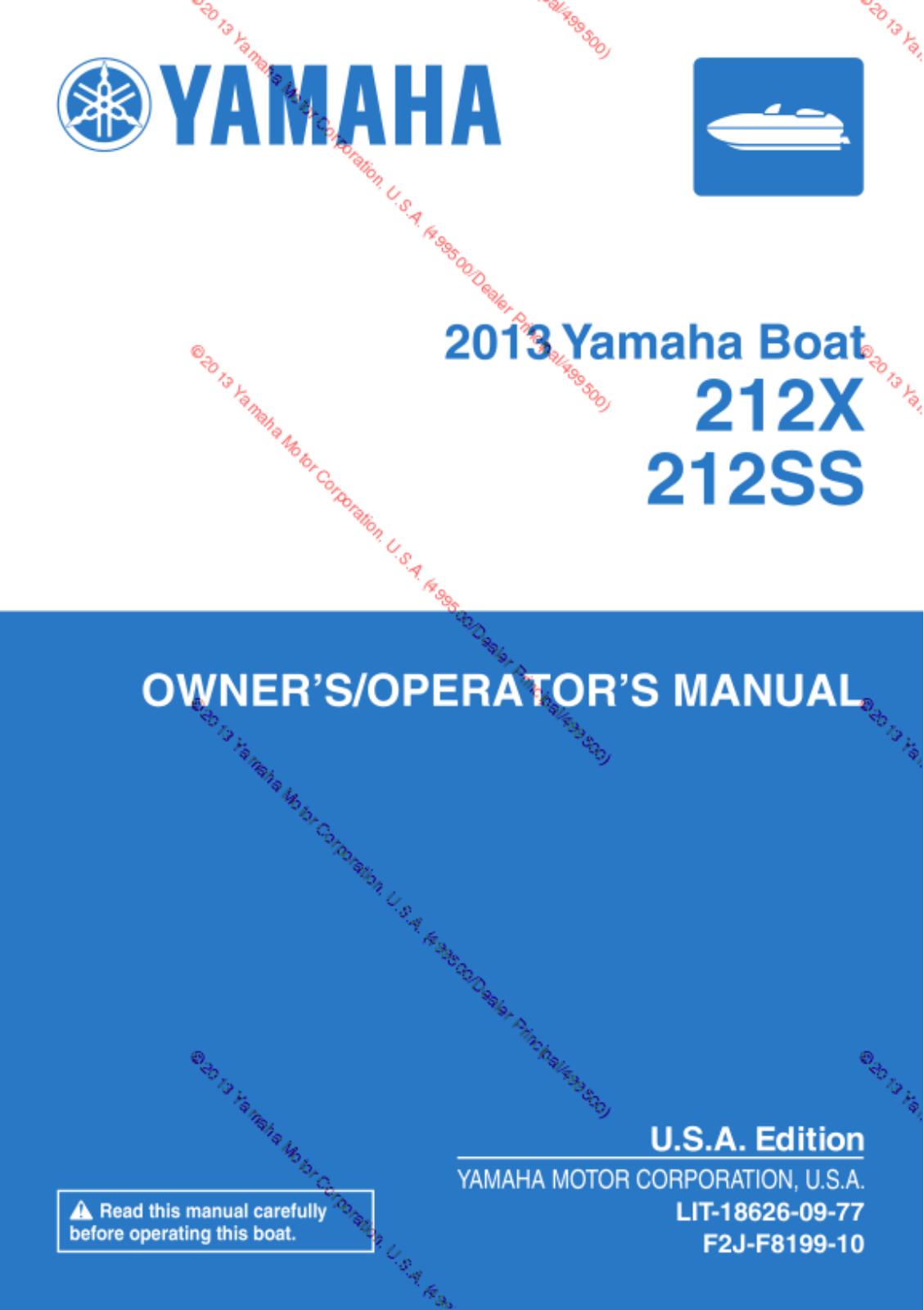 Yamaha 212X (2013), 212SS (2013) Owner's/operator's Manual