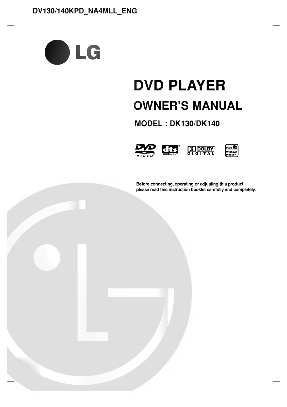 LG DV130KPD Owner’s Manual