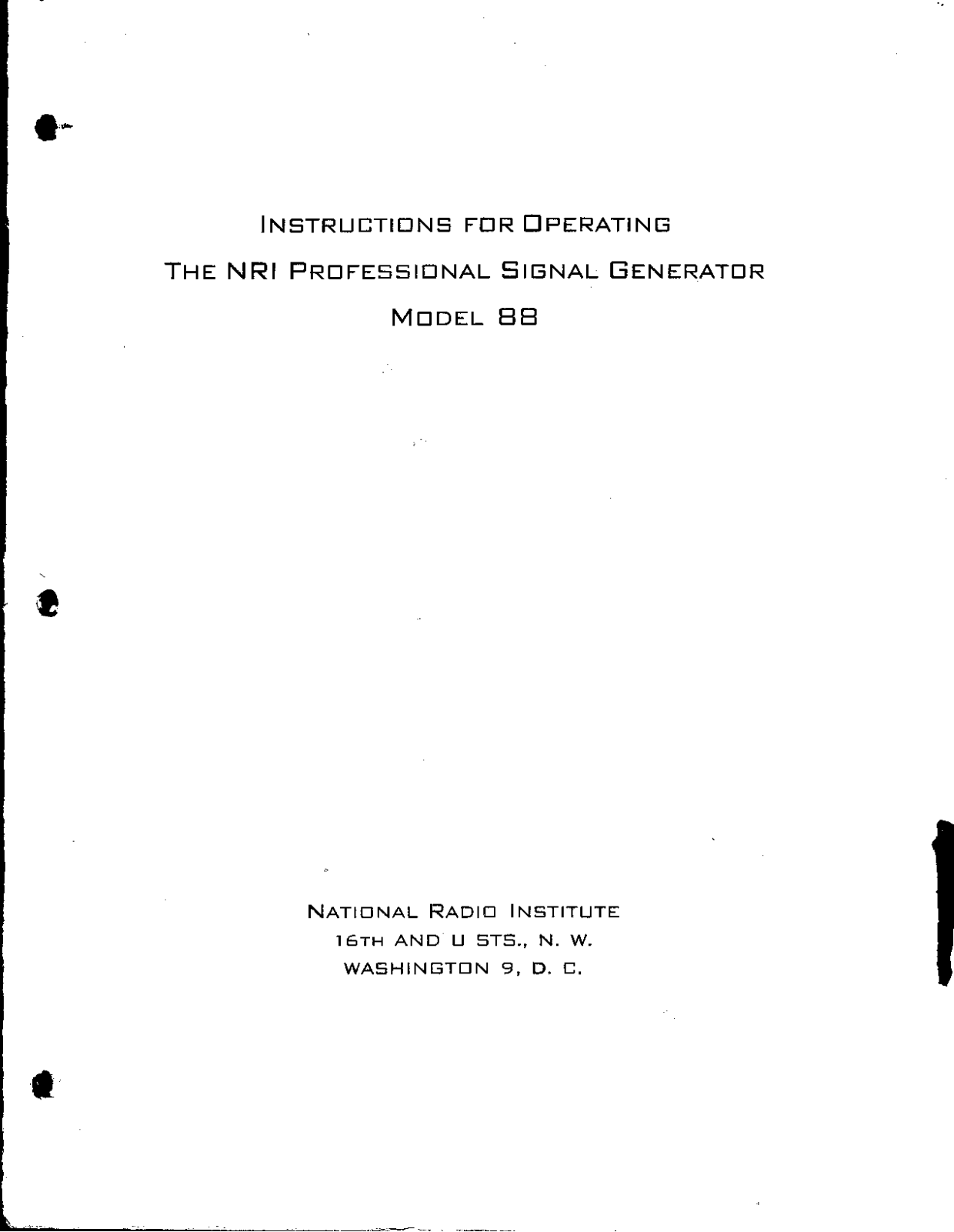 National Radio Institute 88 Service manual