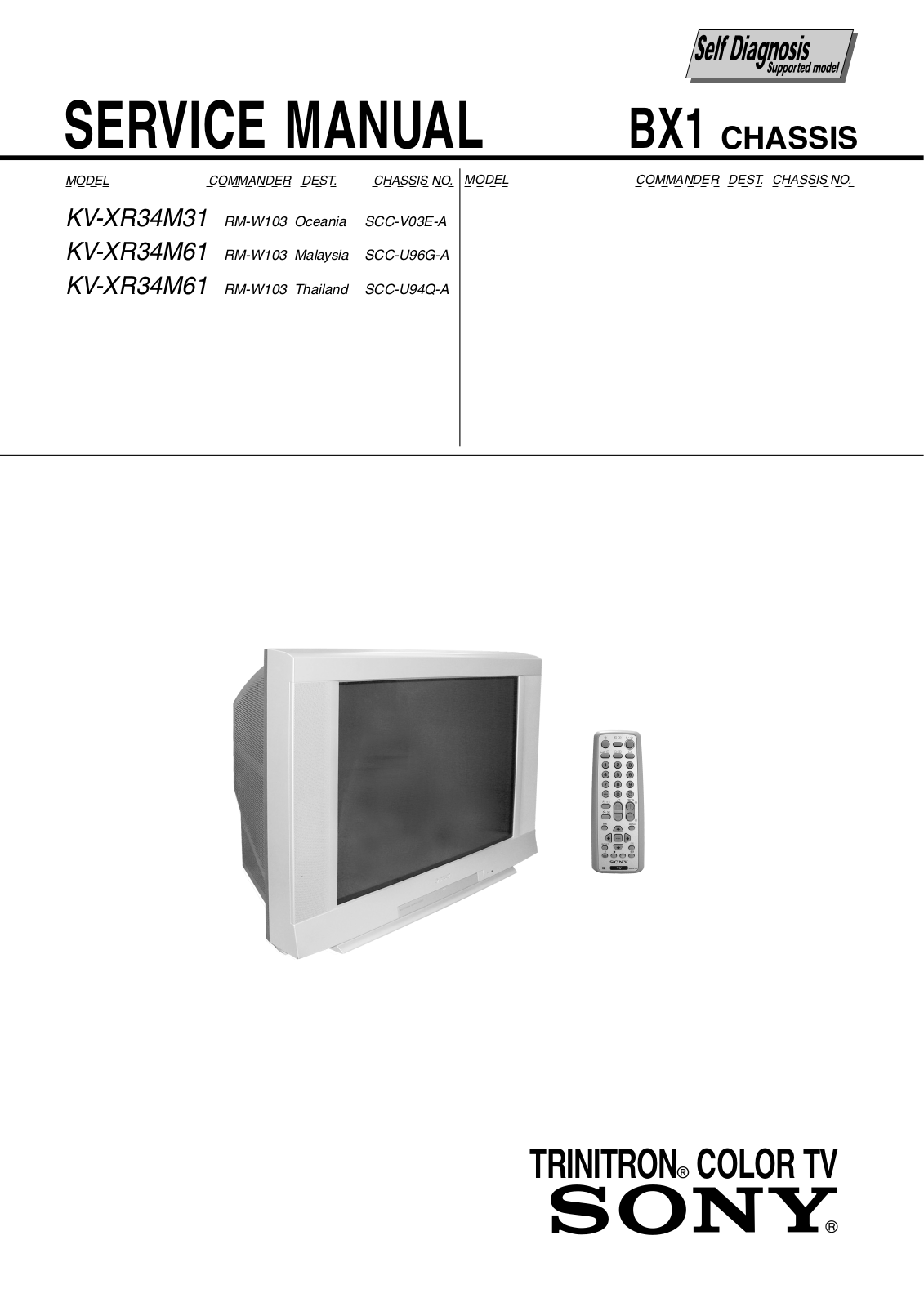 SONY KV-XR34M61, KV-XR34M31 SERVICE MANUAL