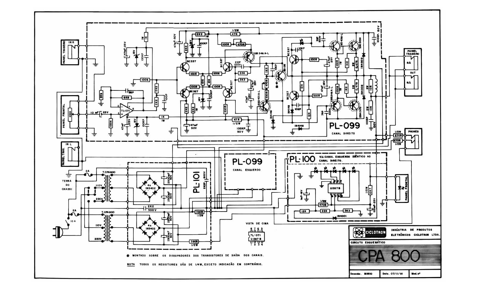 CICLOTRON CPA800 Schematic