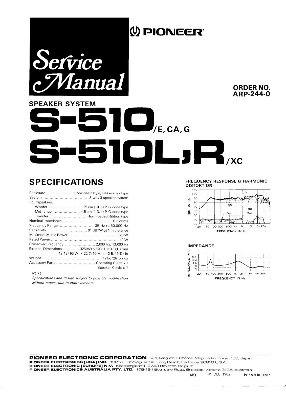 Pioneer S-510-L Service manual