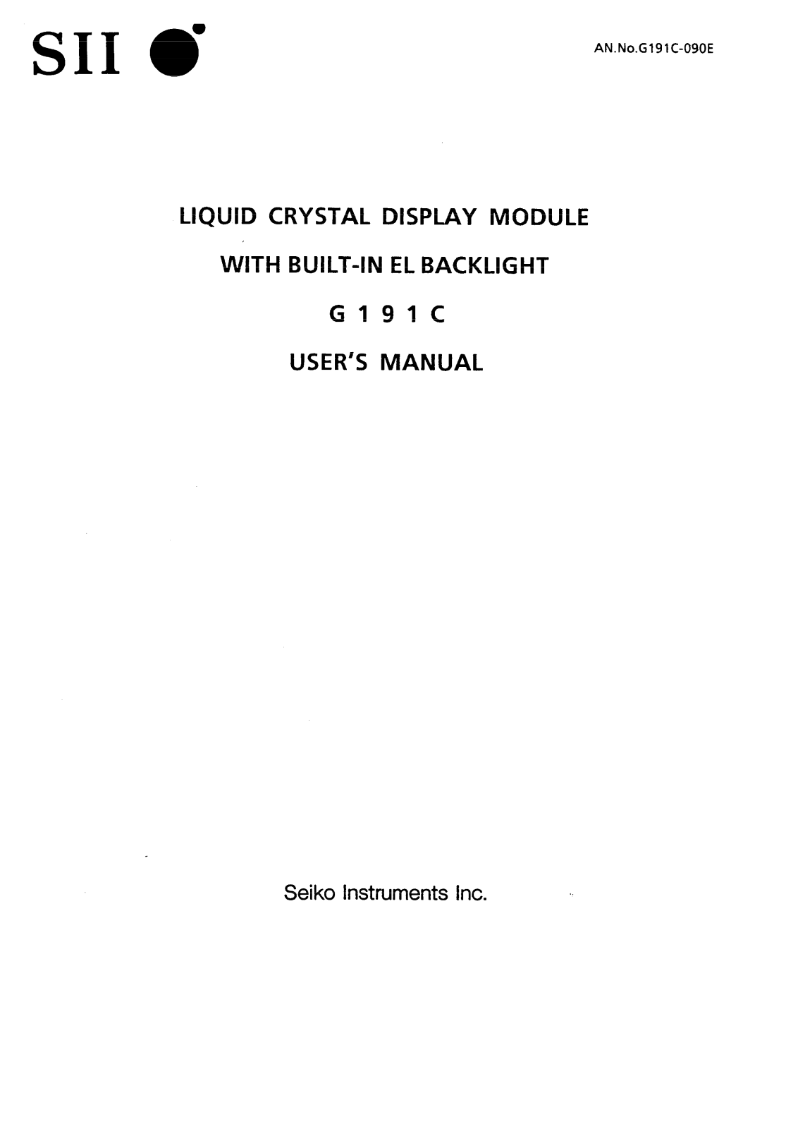 Seiko G191C00P000 Datasheet