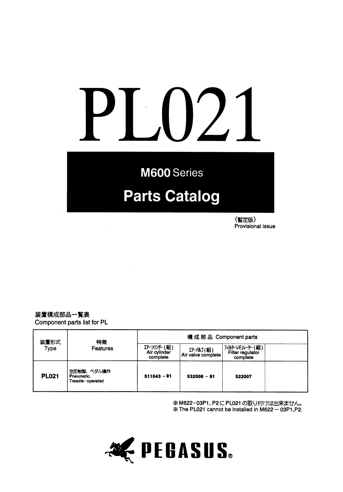 PEGASUS PL021 Parts List