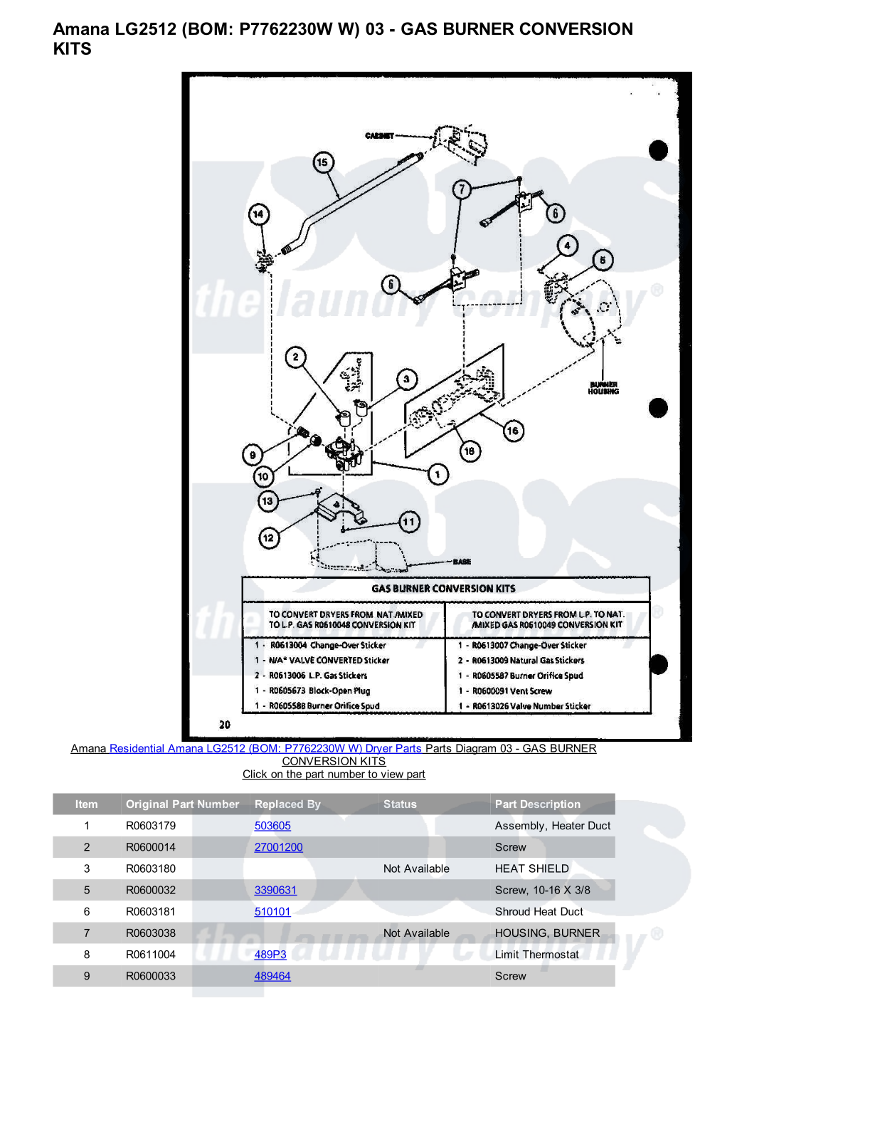 Amana LG2512 Parts Diagram