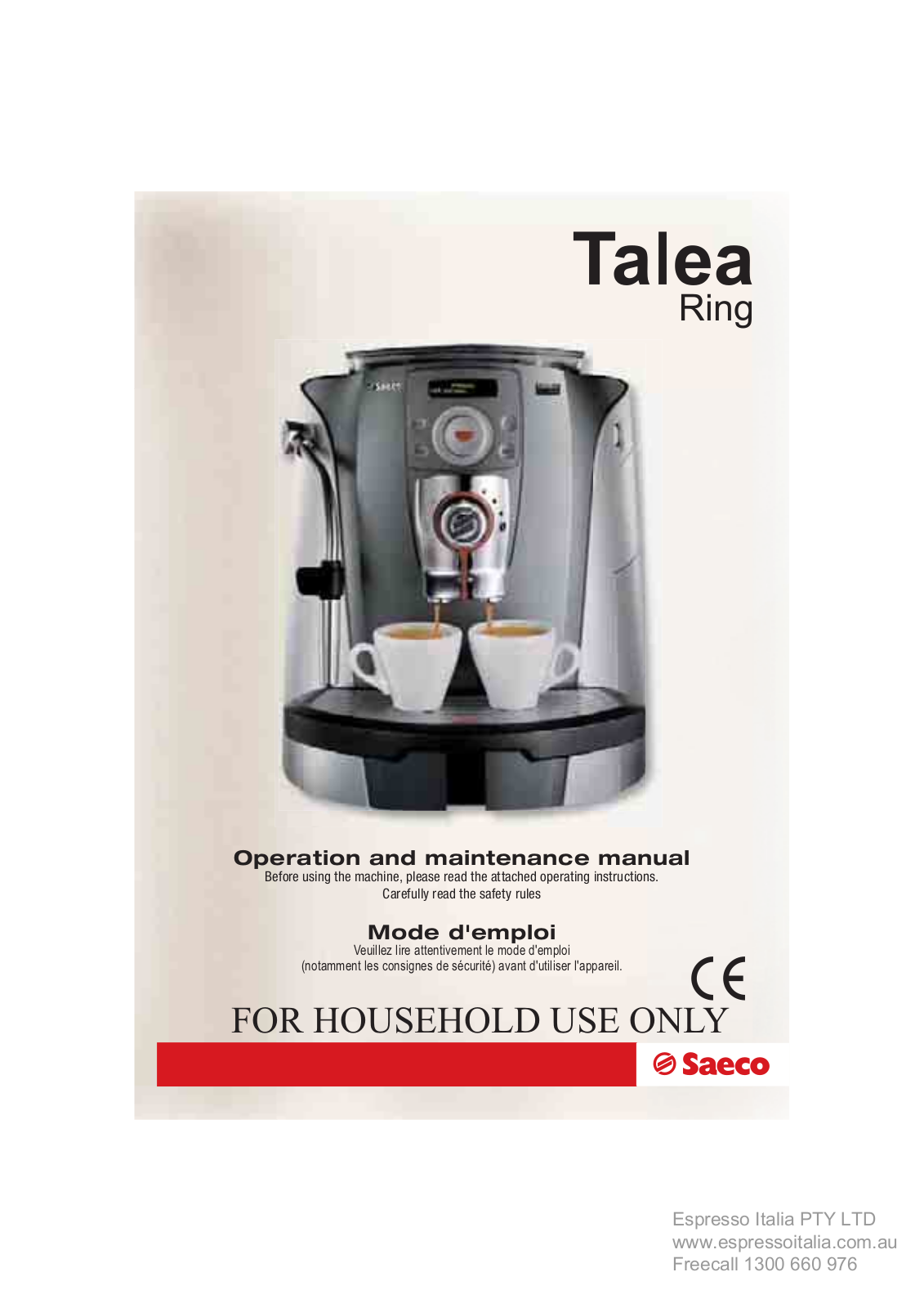 Saeco TALEA RING User Manual