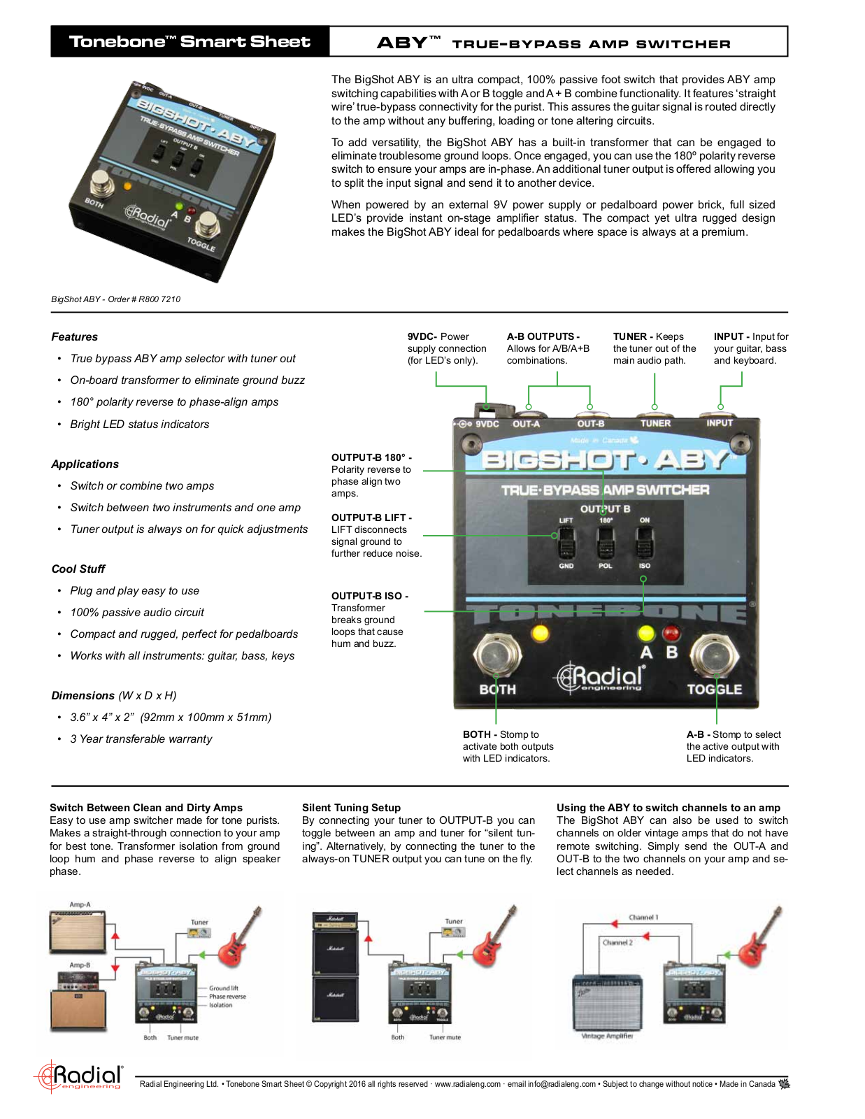 Radial Engineering Bigshot ABY Quick Start Guide