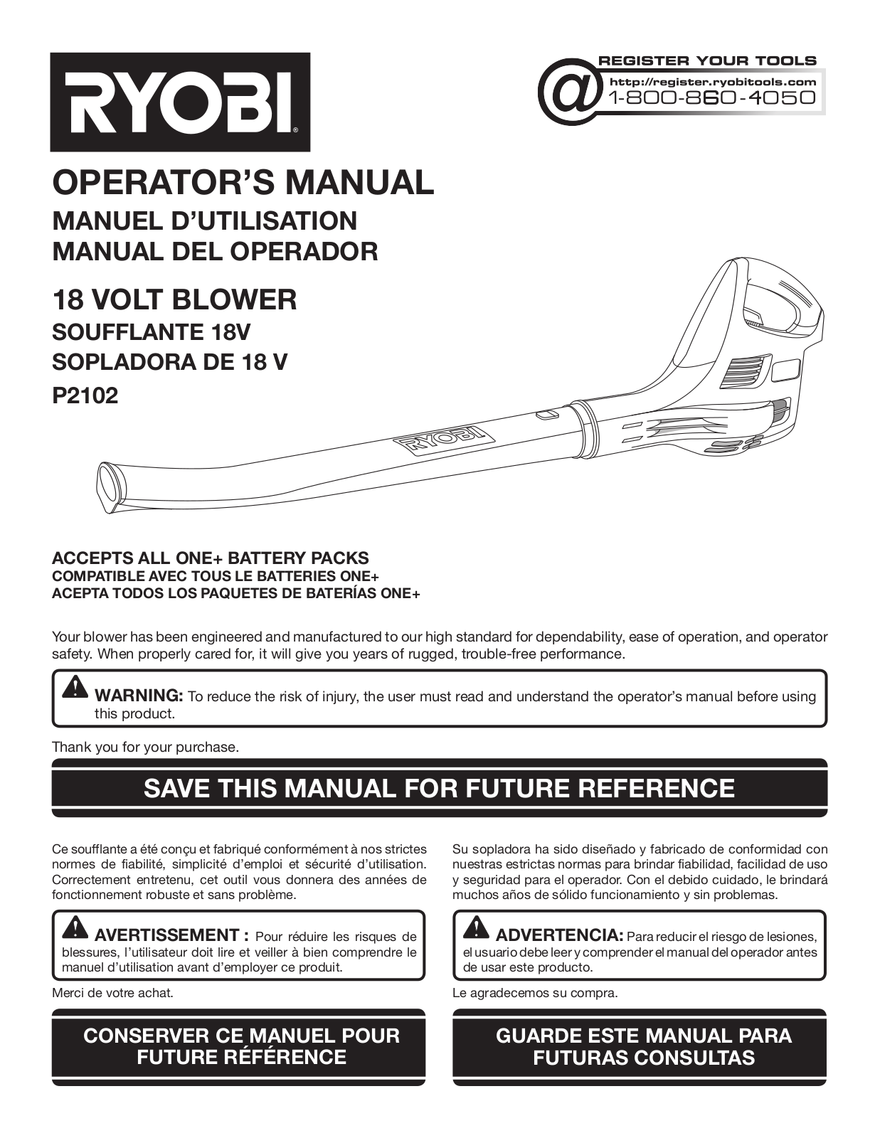 Ryobi P2102 User Manual - ManualMachine.com