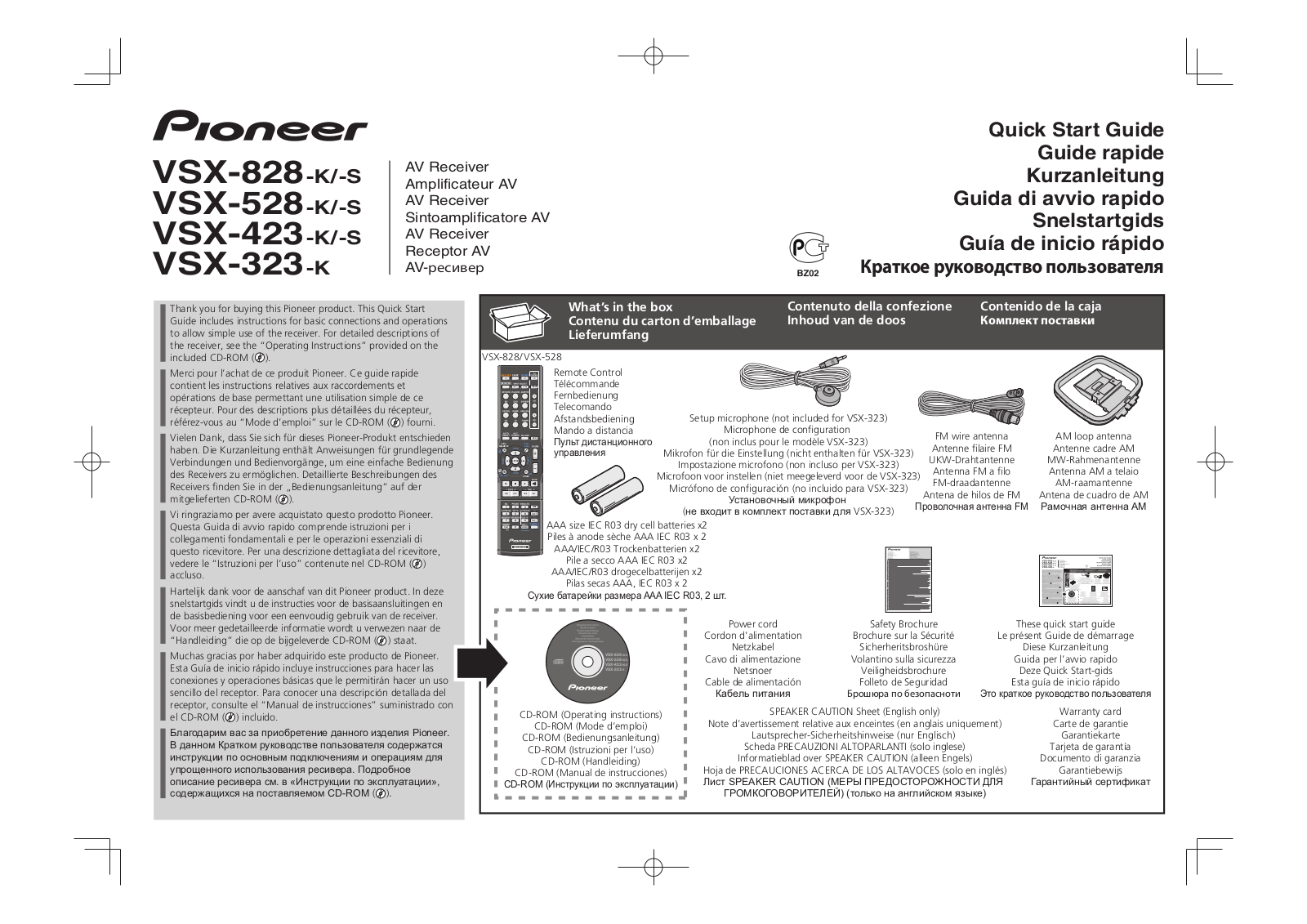 Pioneer VSX-423-K, VSX-528-K, VSX-828-K, VSX-323-K User Manual