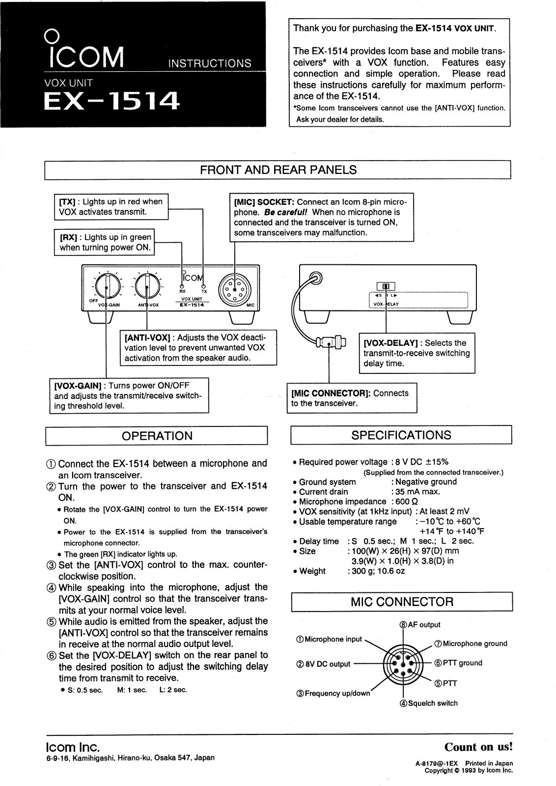 Icom EX-1514 User Manual