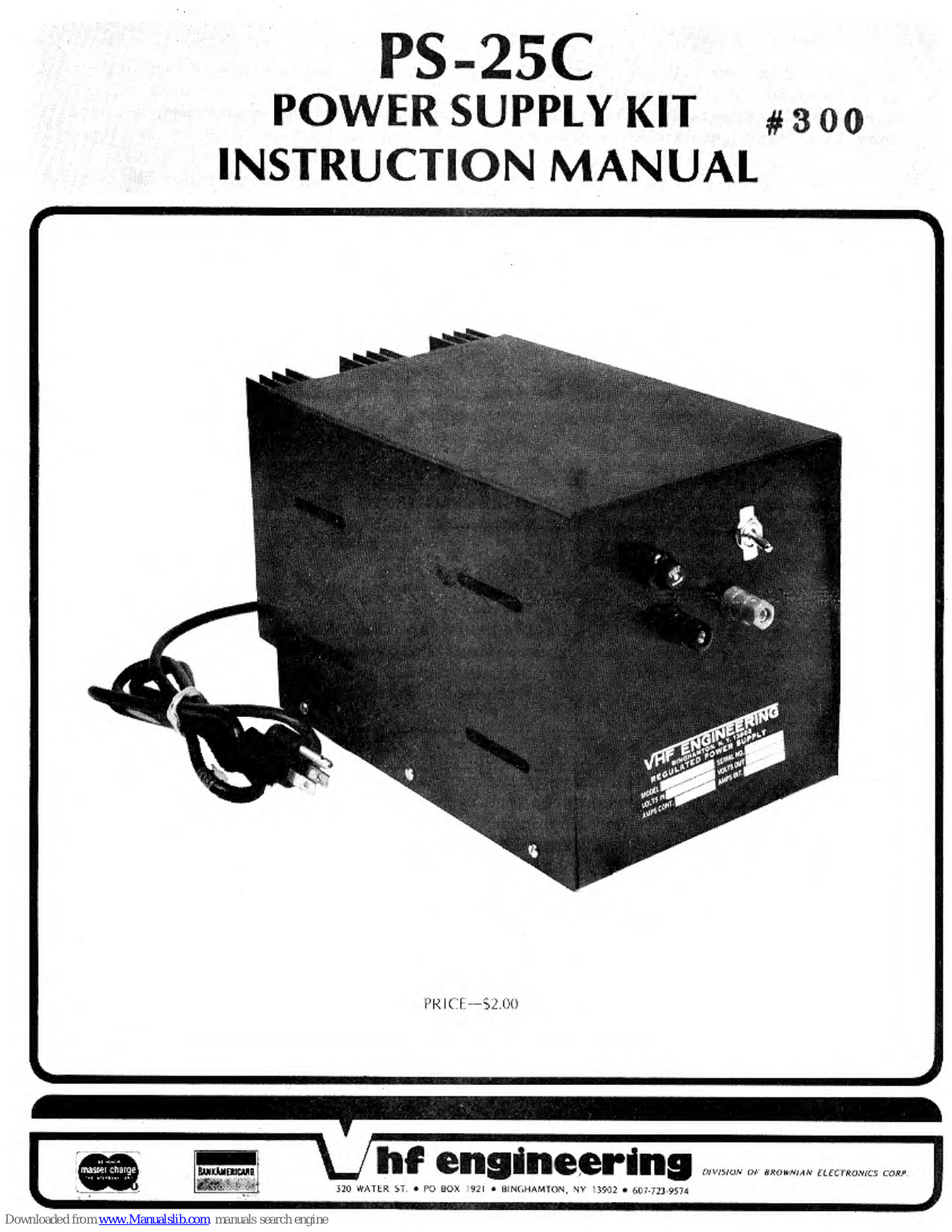 VHF Engineering PS-25C Instruction Manual