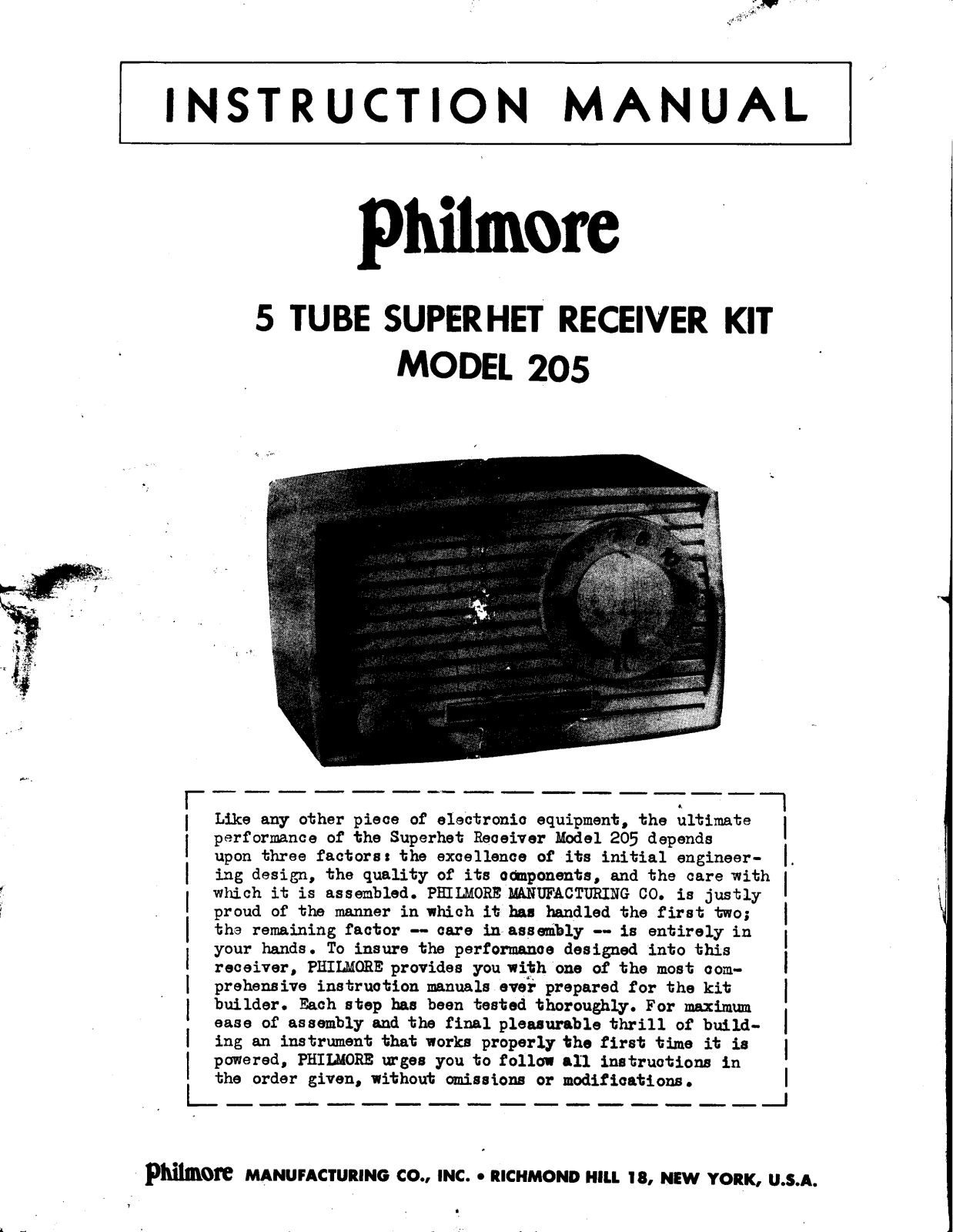 Philmore 205 schematic - ManualMachine.com
