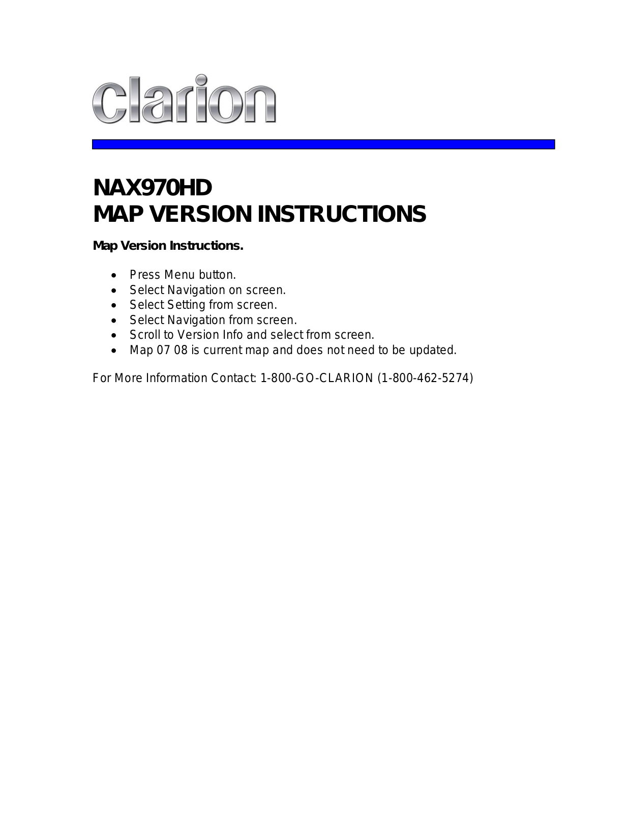 Clarion NAX970HD User Manual