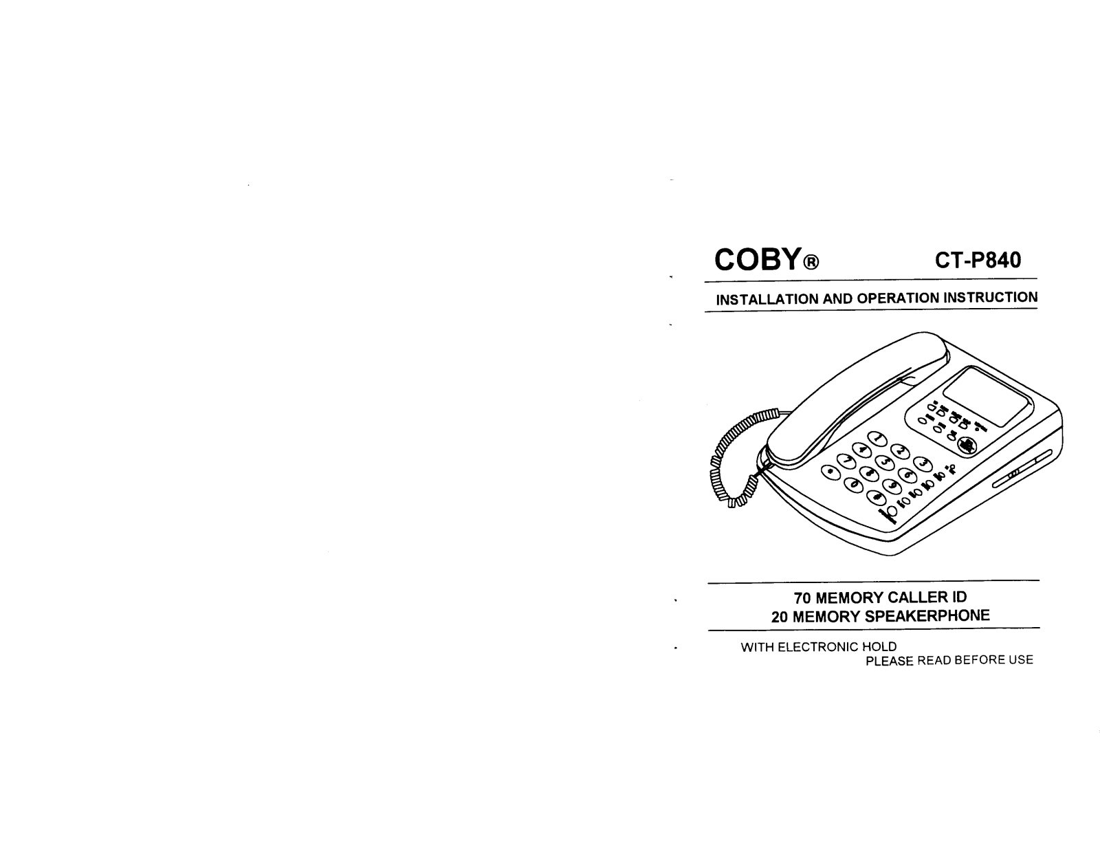 Coby CT-P840 User Manual