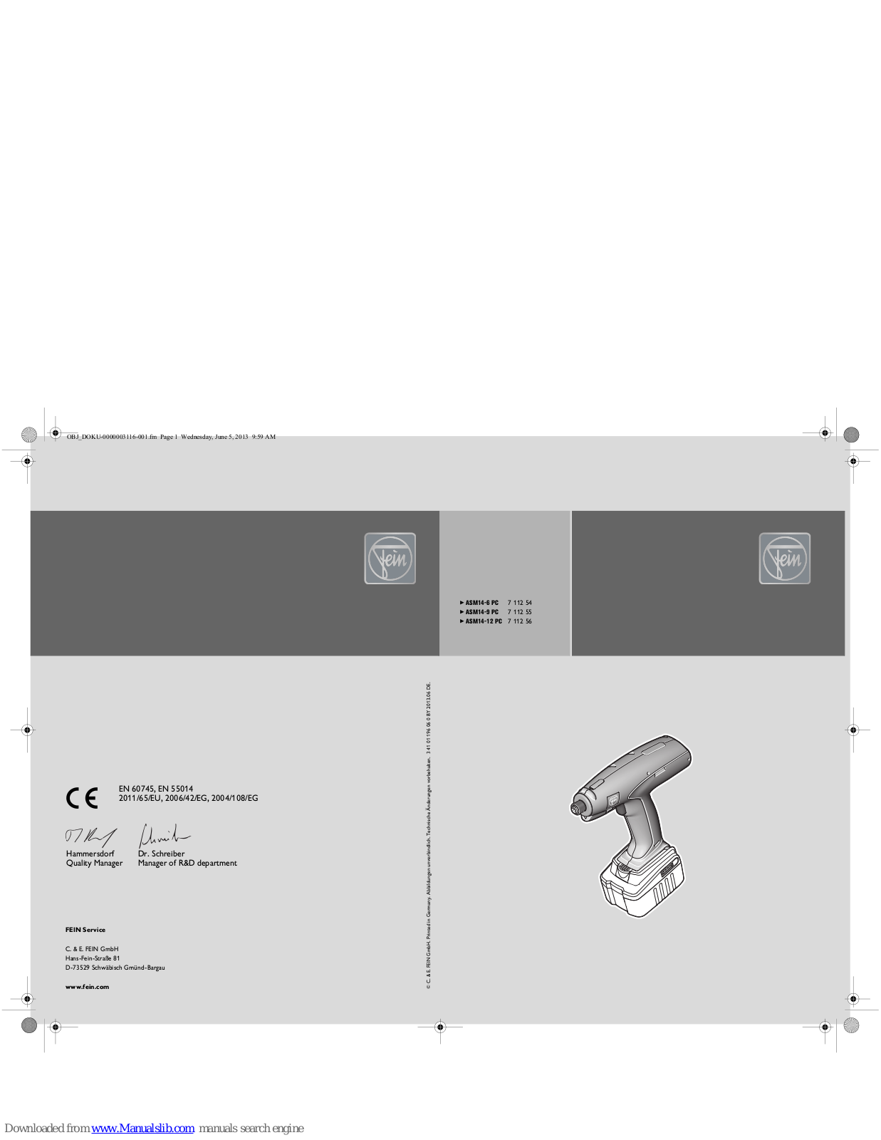 Fein ASM14-6 PC, ASM14-9 PC, ASM14-12 PC User Manual