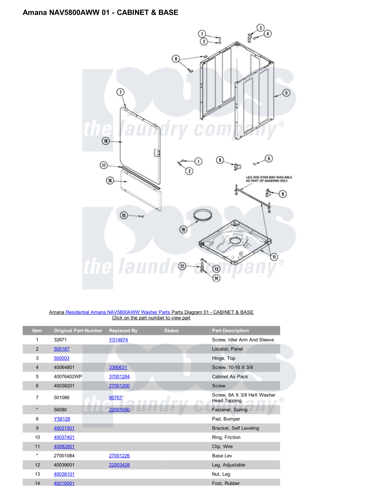 Amana NAV5800AWW Parts Diagram