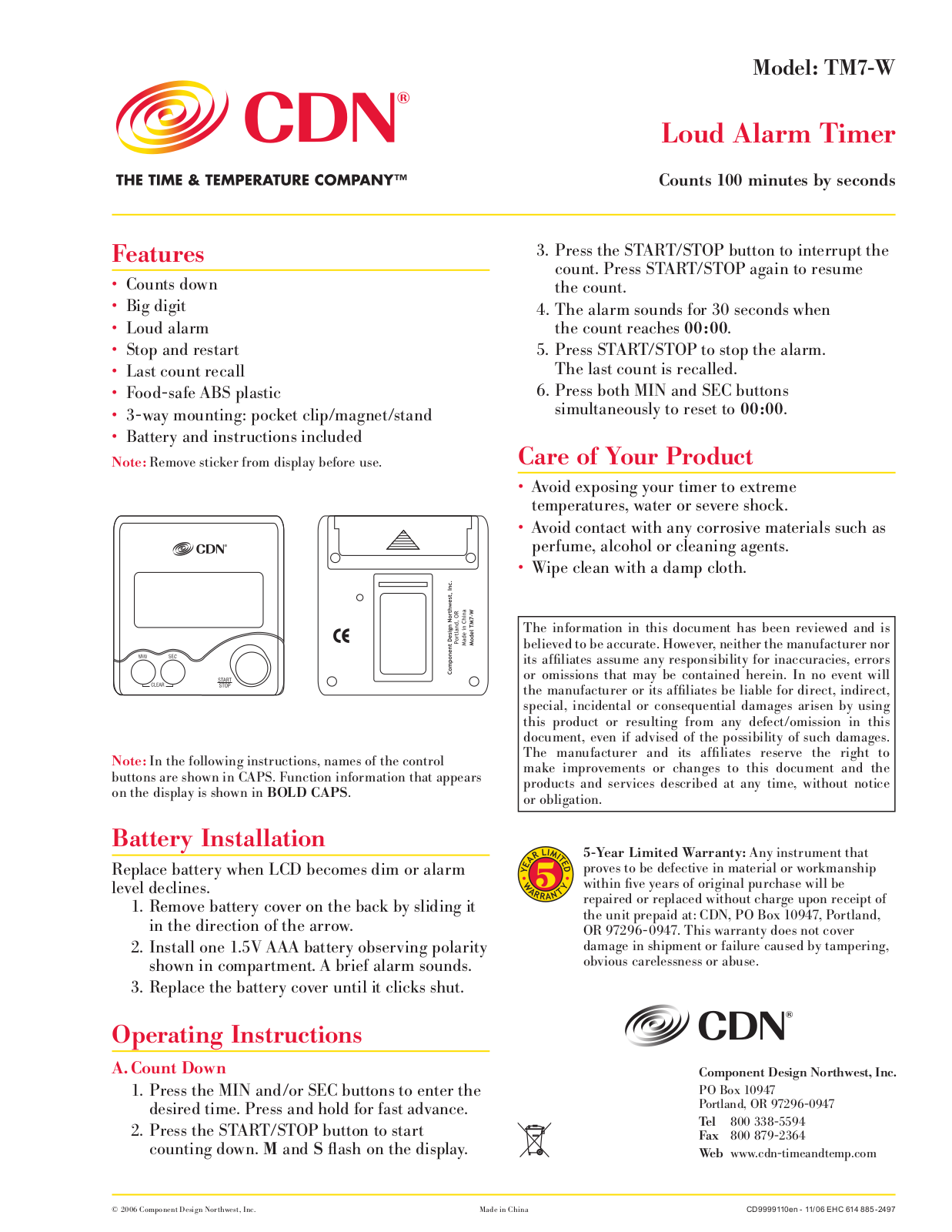 CDN TM7-W User Manual