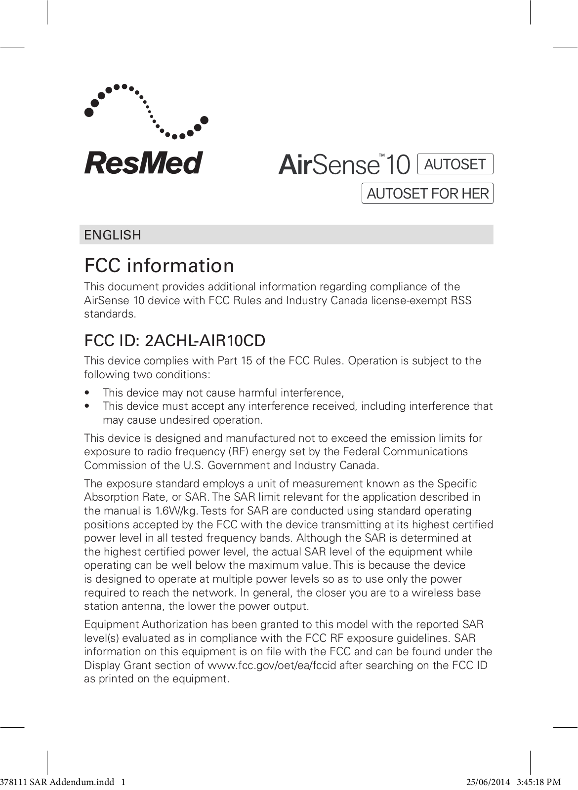 ResMed AIR10CD User Guide