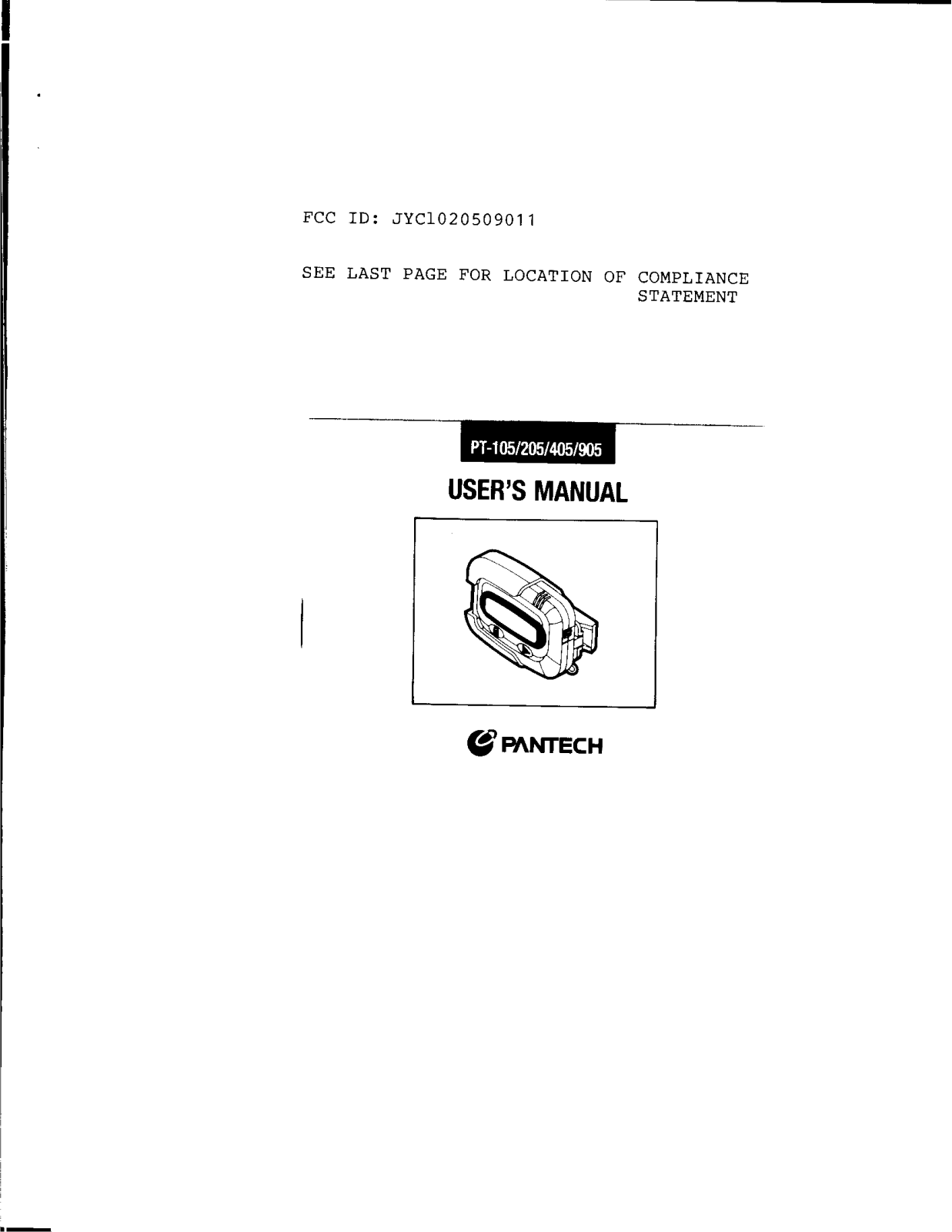 Pantech 1020509011 Users Manual