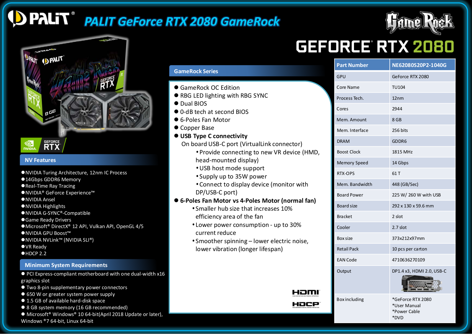 Palit RTX 2080 GameRock User Manual