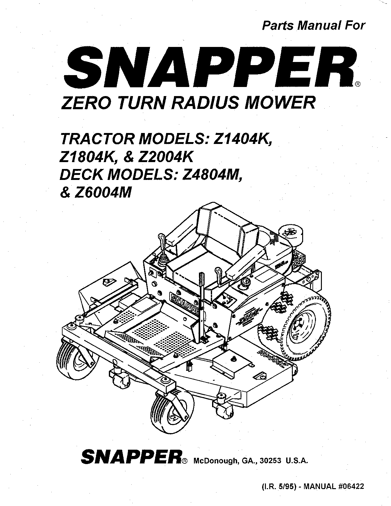 Snapper z4804m, Z6004M User Manual
