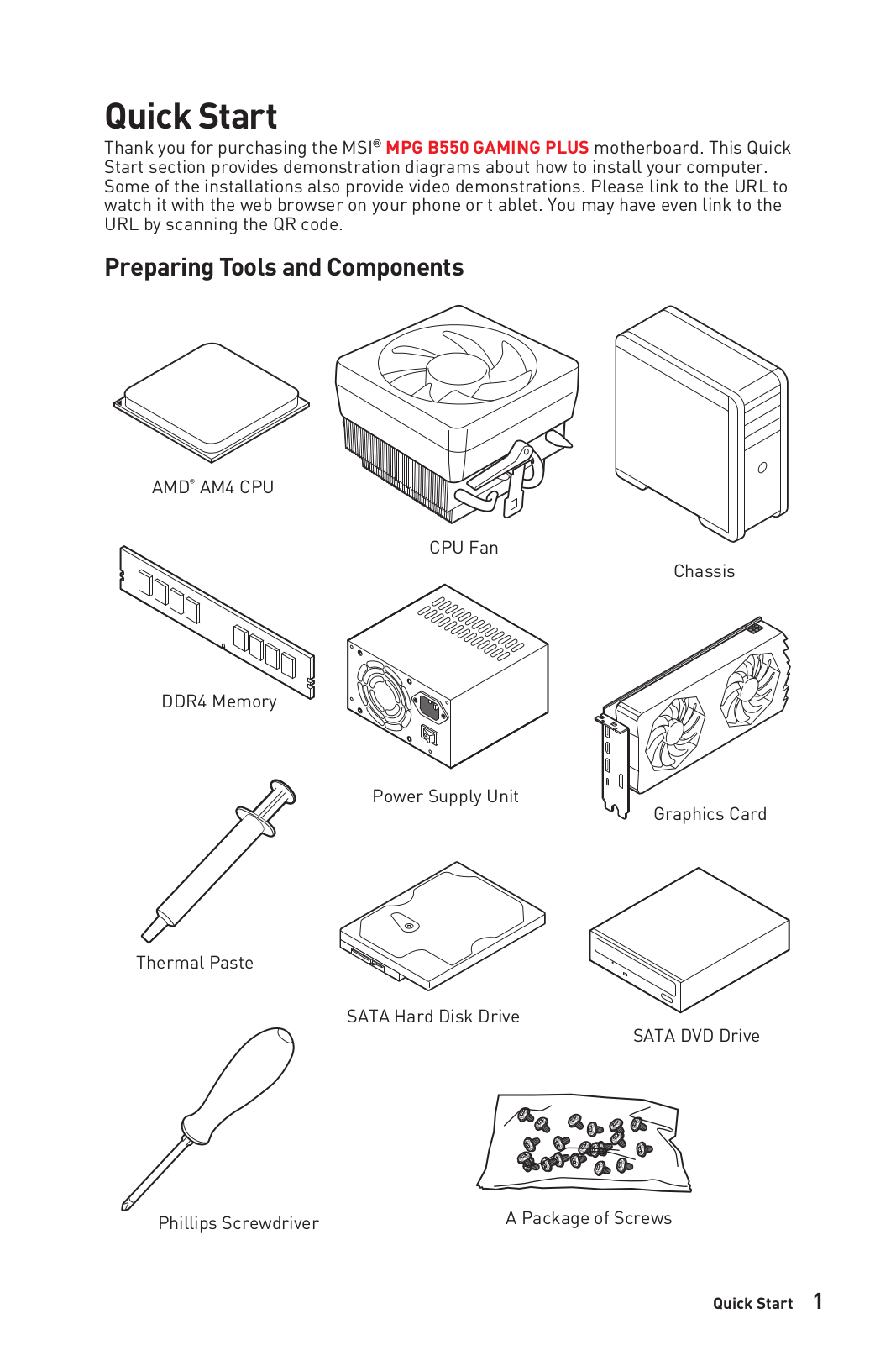 MSI MPG B550 Quick Start Guide