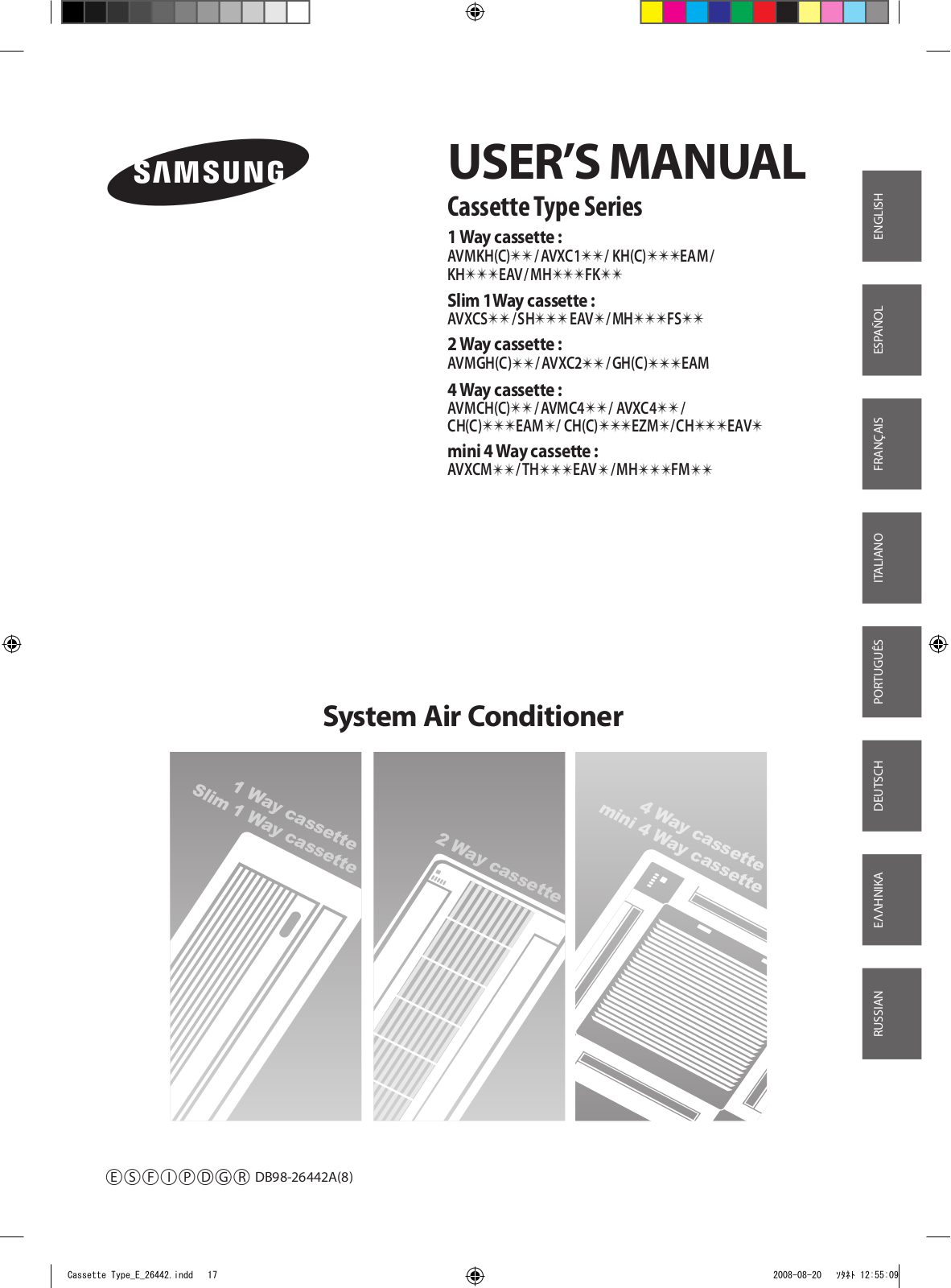 SAMSUNG Cassette 1 voie, Cassette 1 voie FJM, Cassette 4 voies FJM, AVXC1H036EA, AVXC4H056EA User Manual