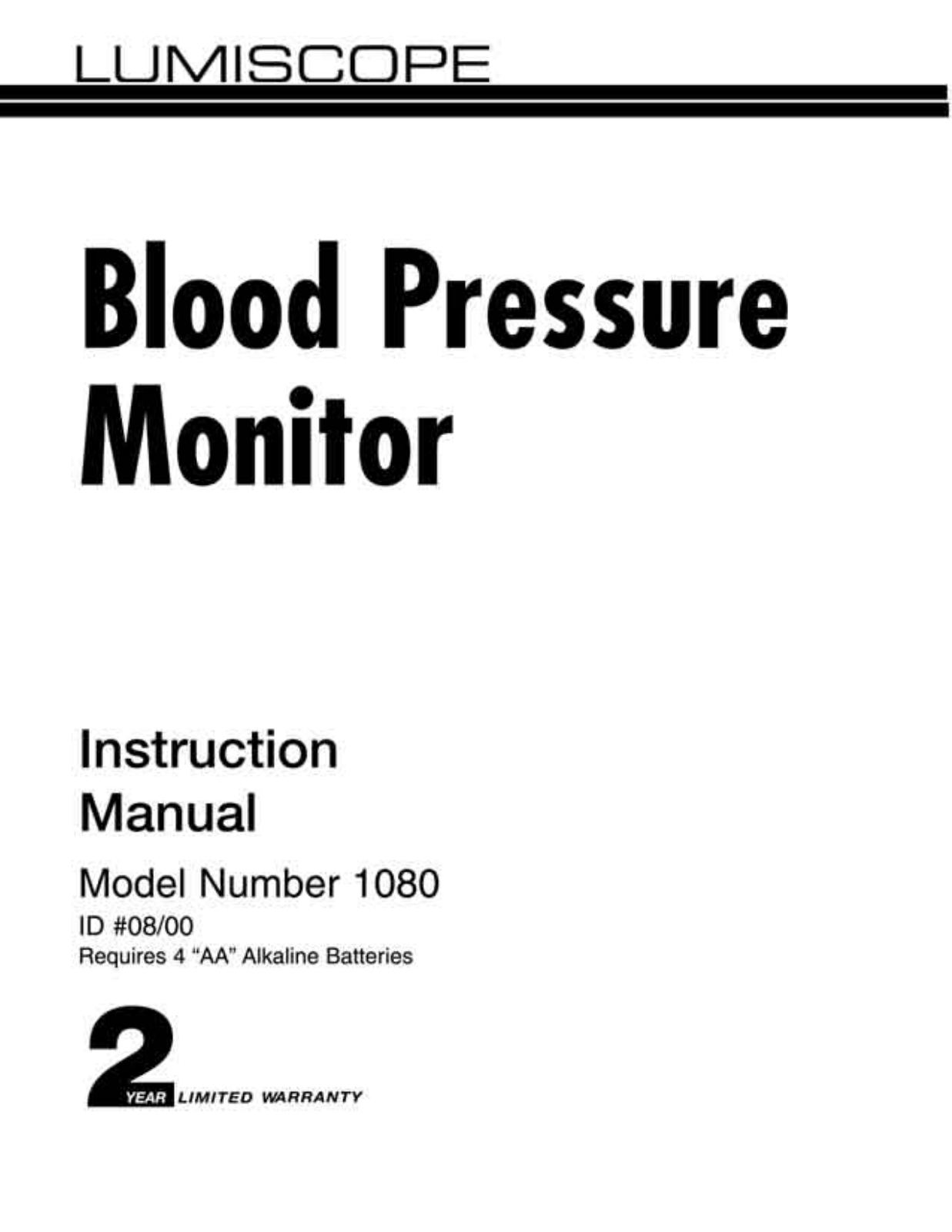 Lumiscope MODEL 1080 User Manual