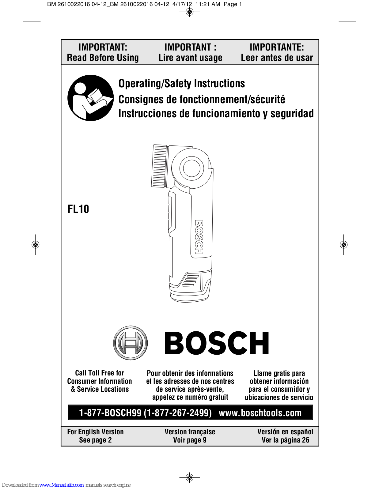 Bosch FL11 Operating/safety Instructions Manual