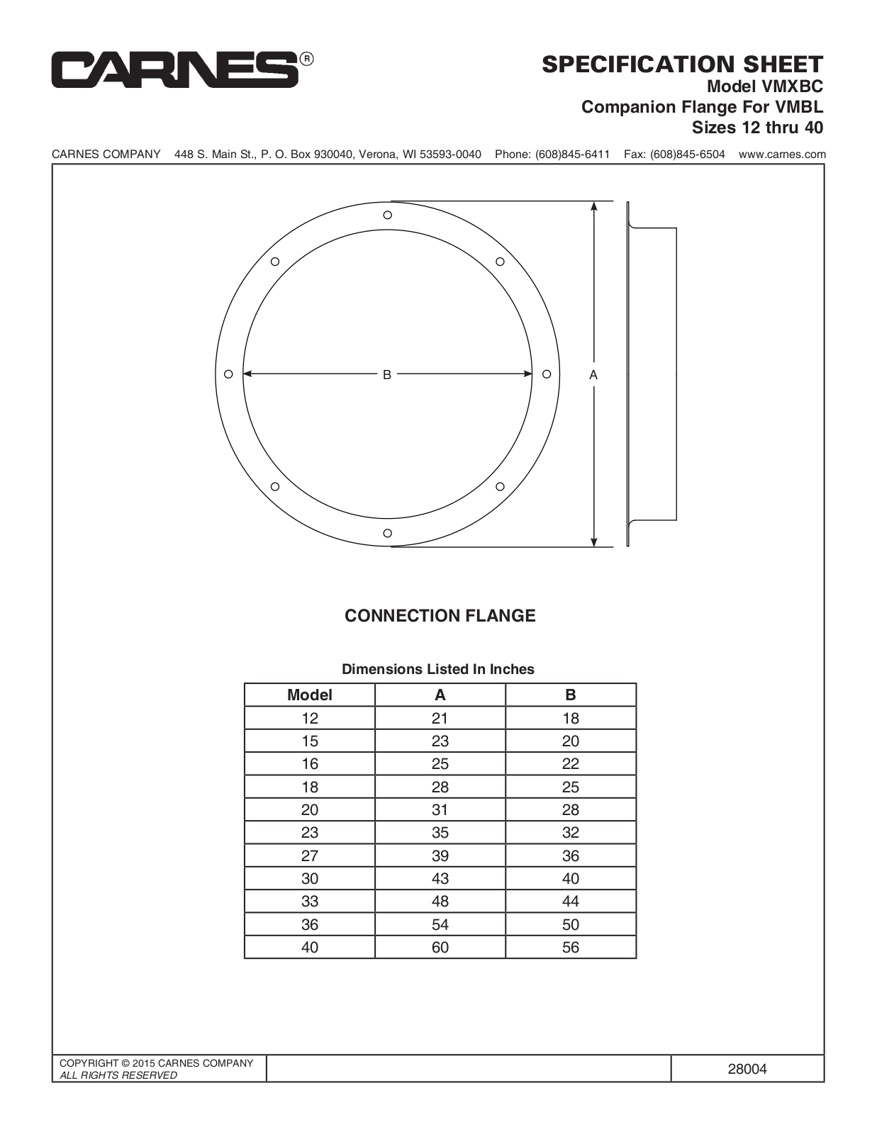 Carnes VMBL-15 User Manual