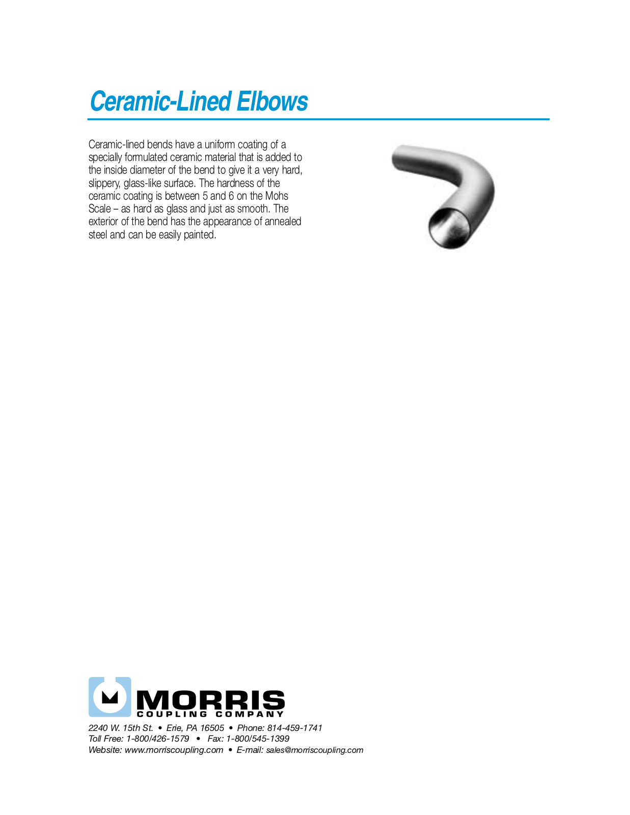 Morris Ceramic-Lined Elbows User Manual