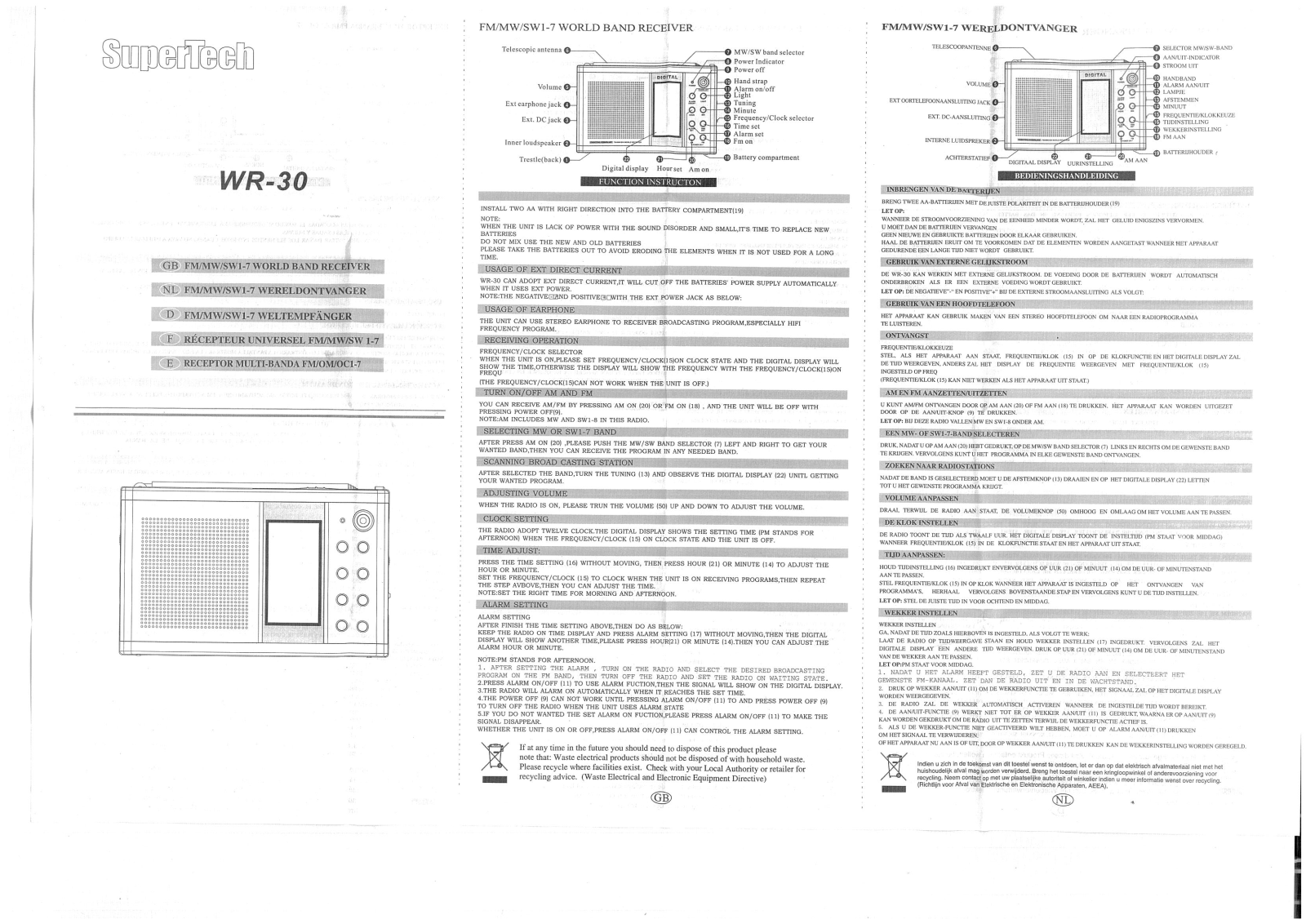 SuperTech WR-30 User manual